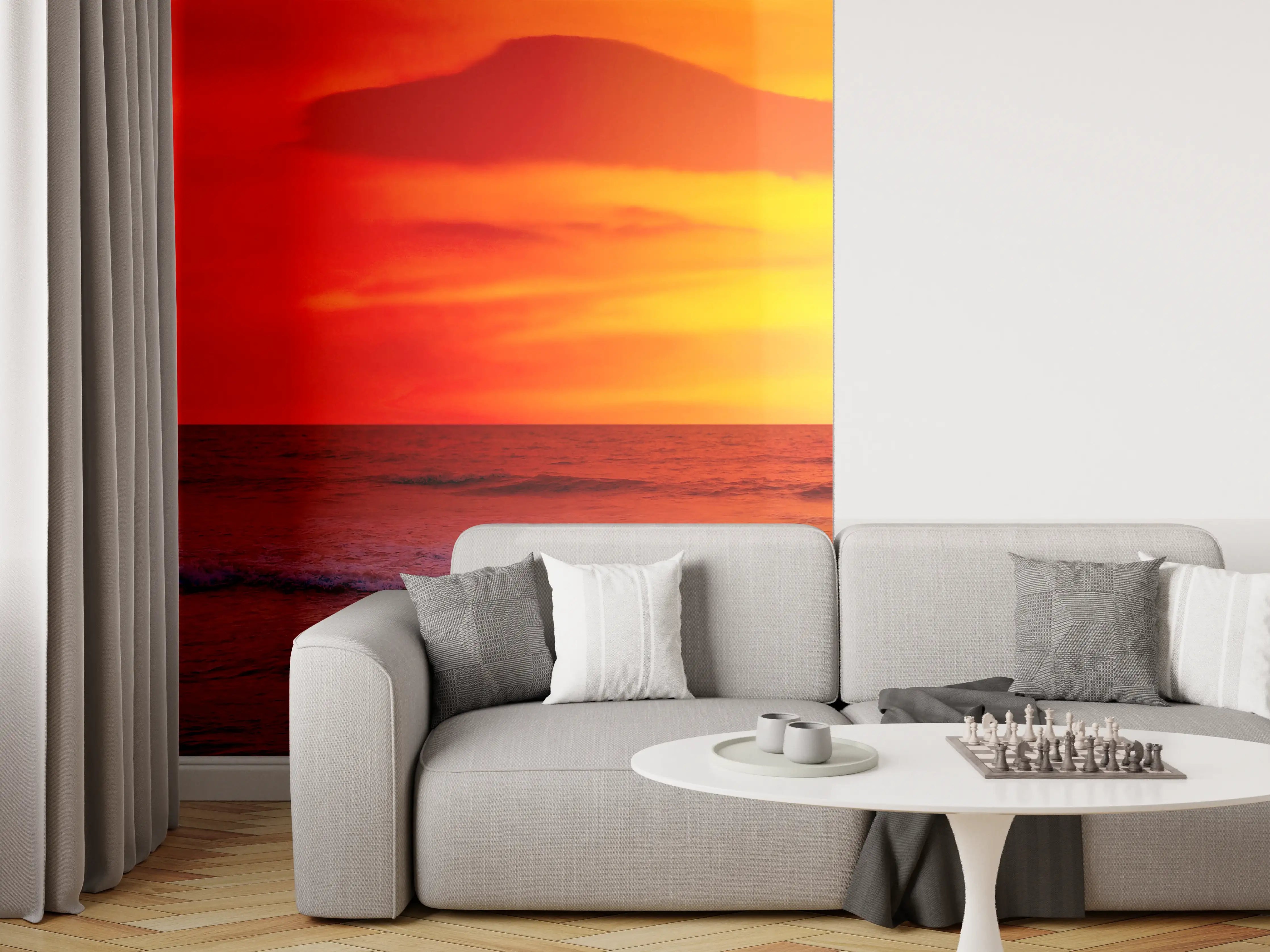 Wandverkleidung Wohnzimmer - Abendstimmung am Meer mit Sonnuntergang