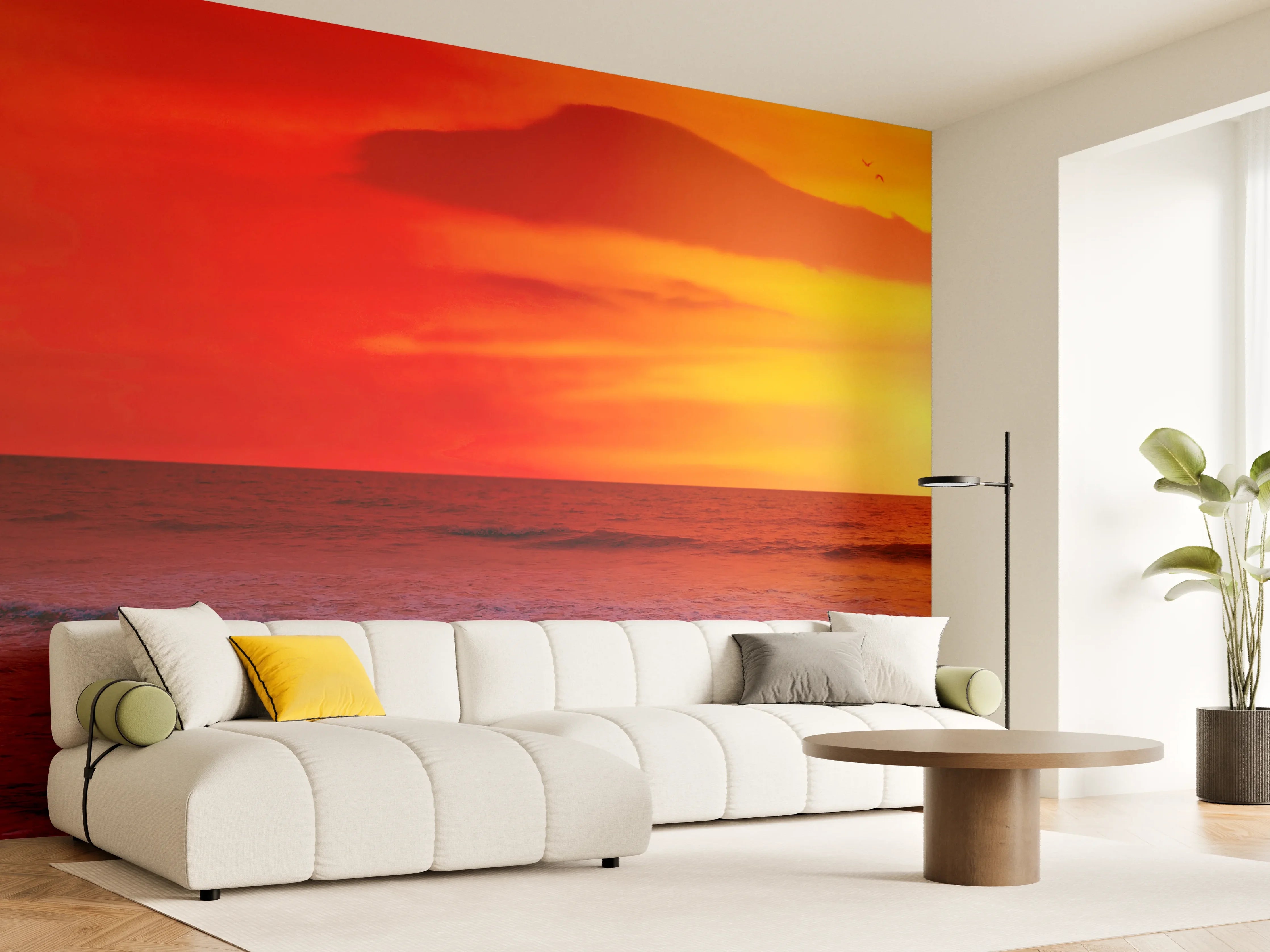 Wandverkleidung Wohnzimmer - Abendstimmung am Meer mit Sonnuntergang
