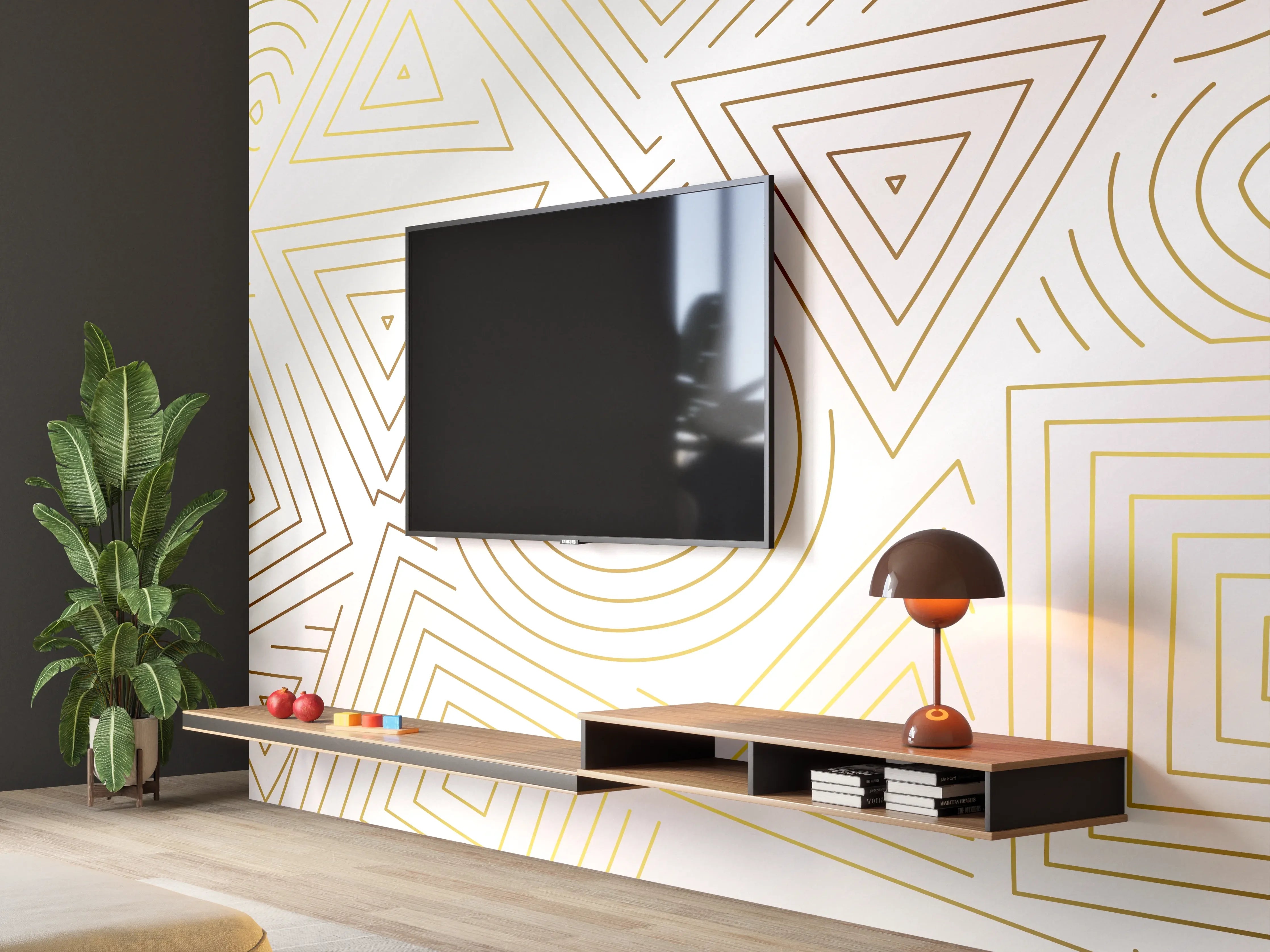 Wandverkleidung Wohnzimmer - Abstrakt Geometrische Linien Kunst