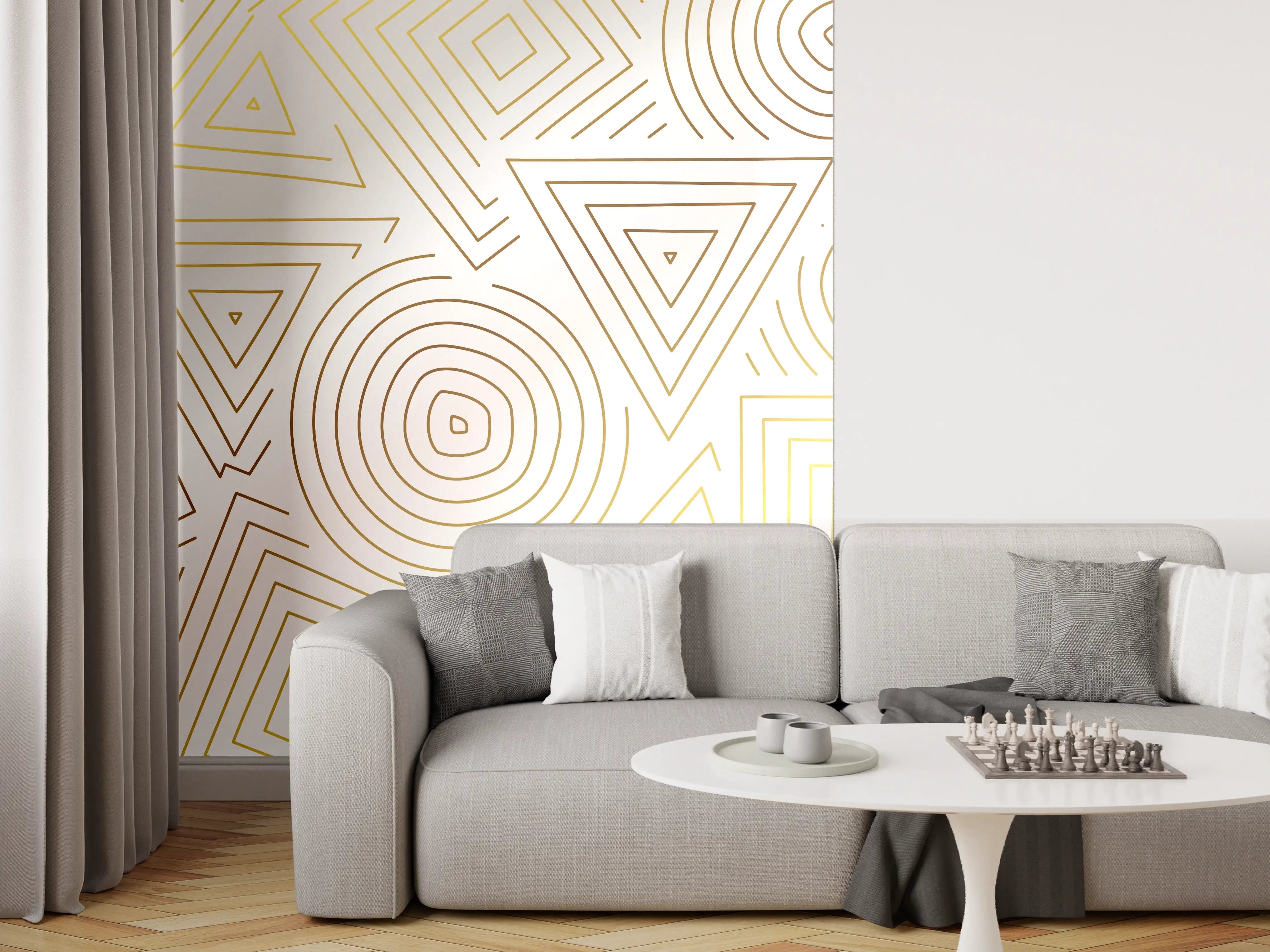 Wandverkleidung Wohnzimmer - Abstrakt Geometrische Linien Kunst
