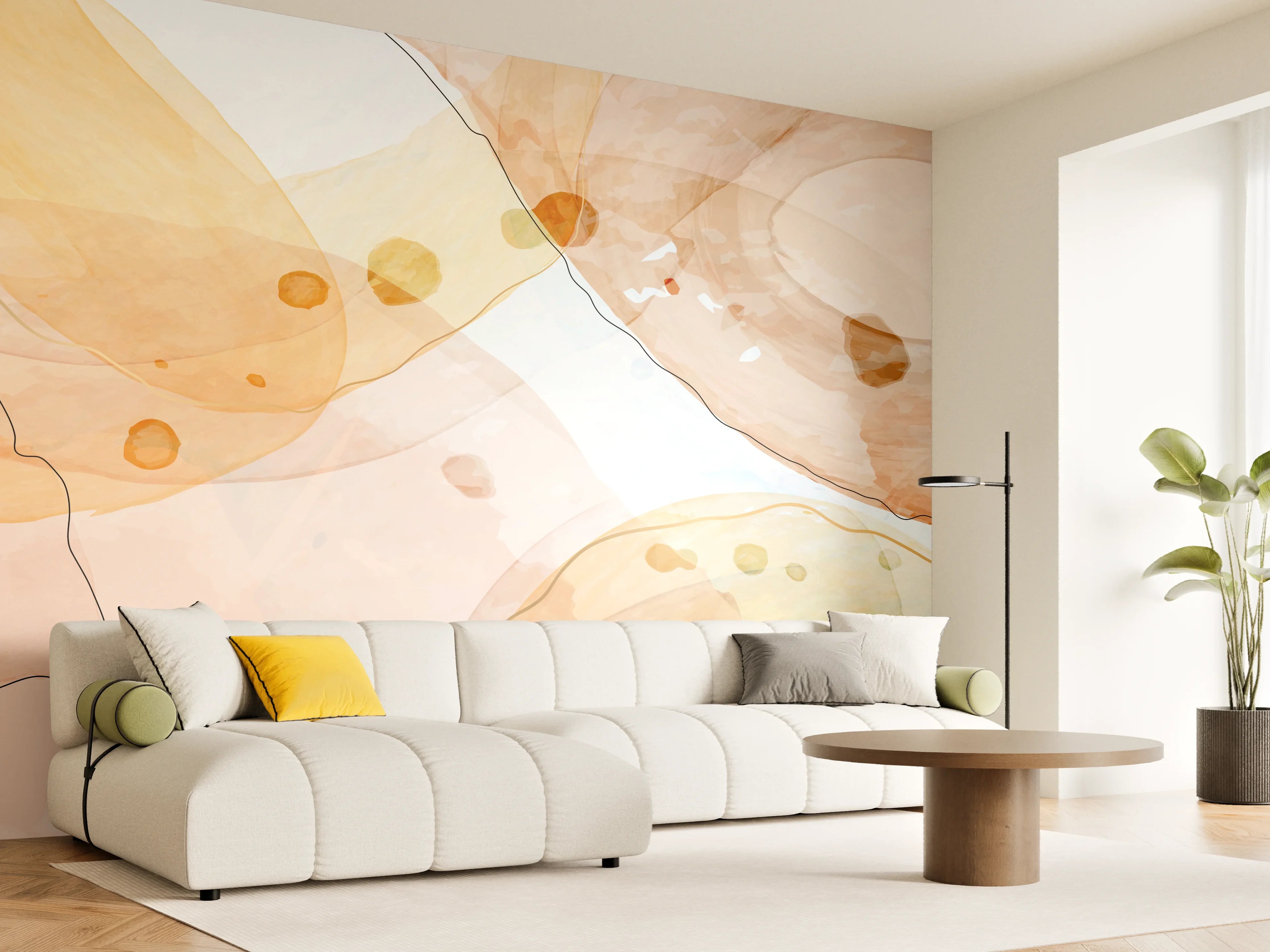 Wandverkleidung Wohnzimmer - Abstrakte Aquarellfarbtextur
