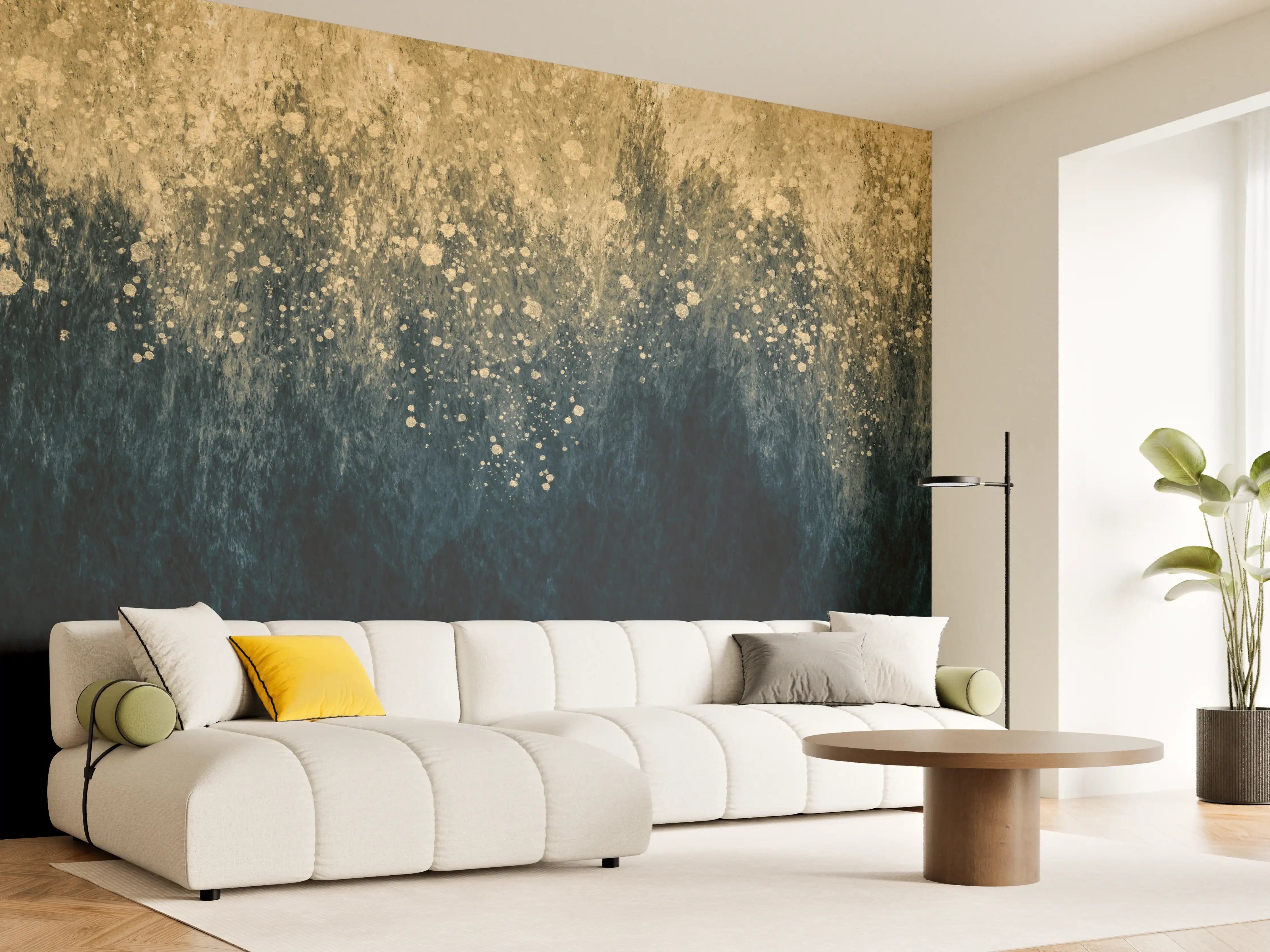 Wandverkleidung Wohnzimmer - Abstrakte Aquarellkunst - Vintage