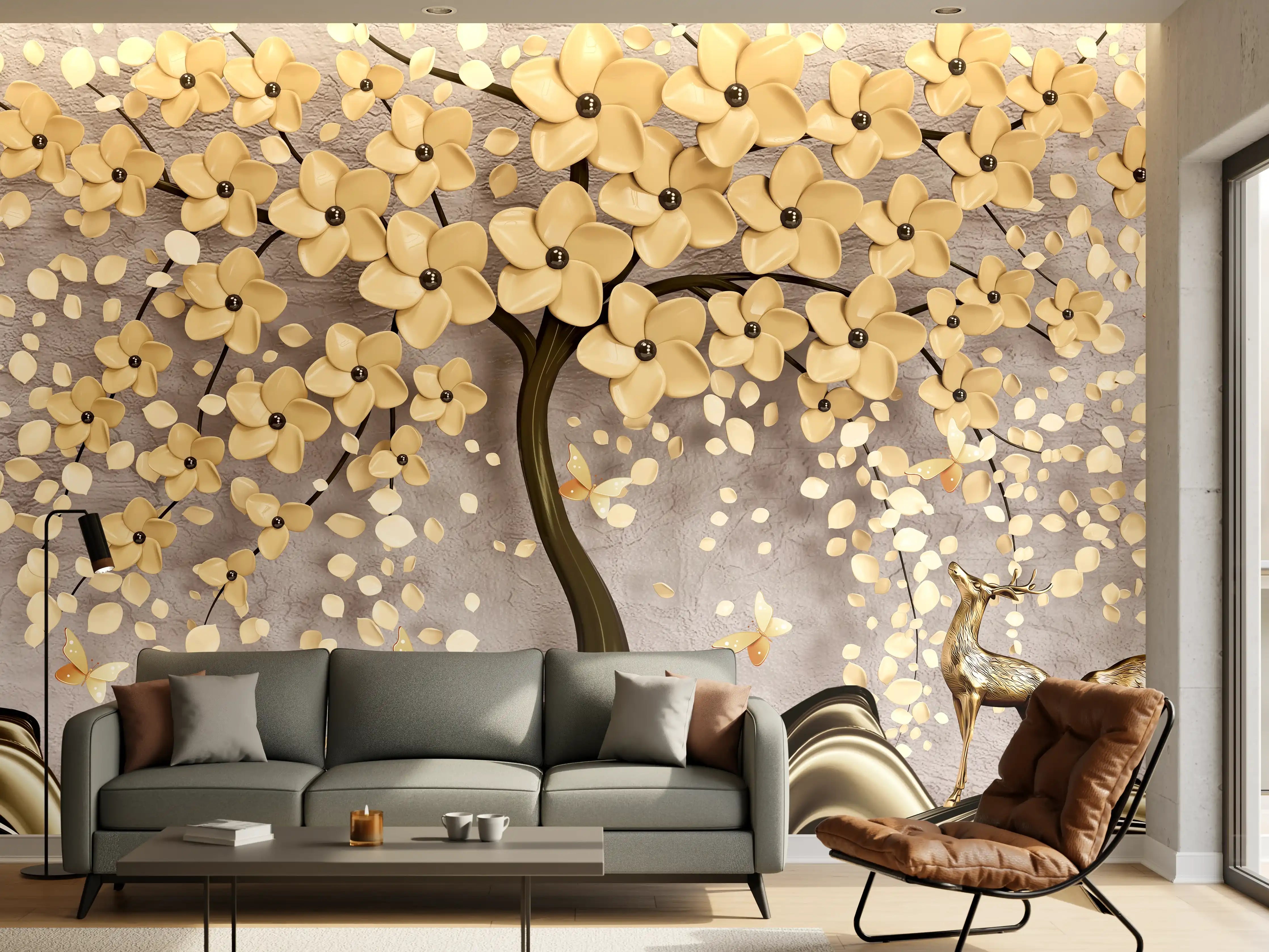 Wandverkleidung Wohnzimmer - Abstrakte Baum Struktur