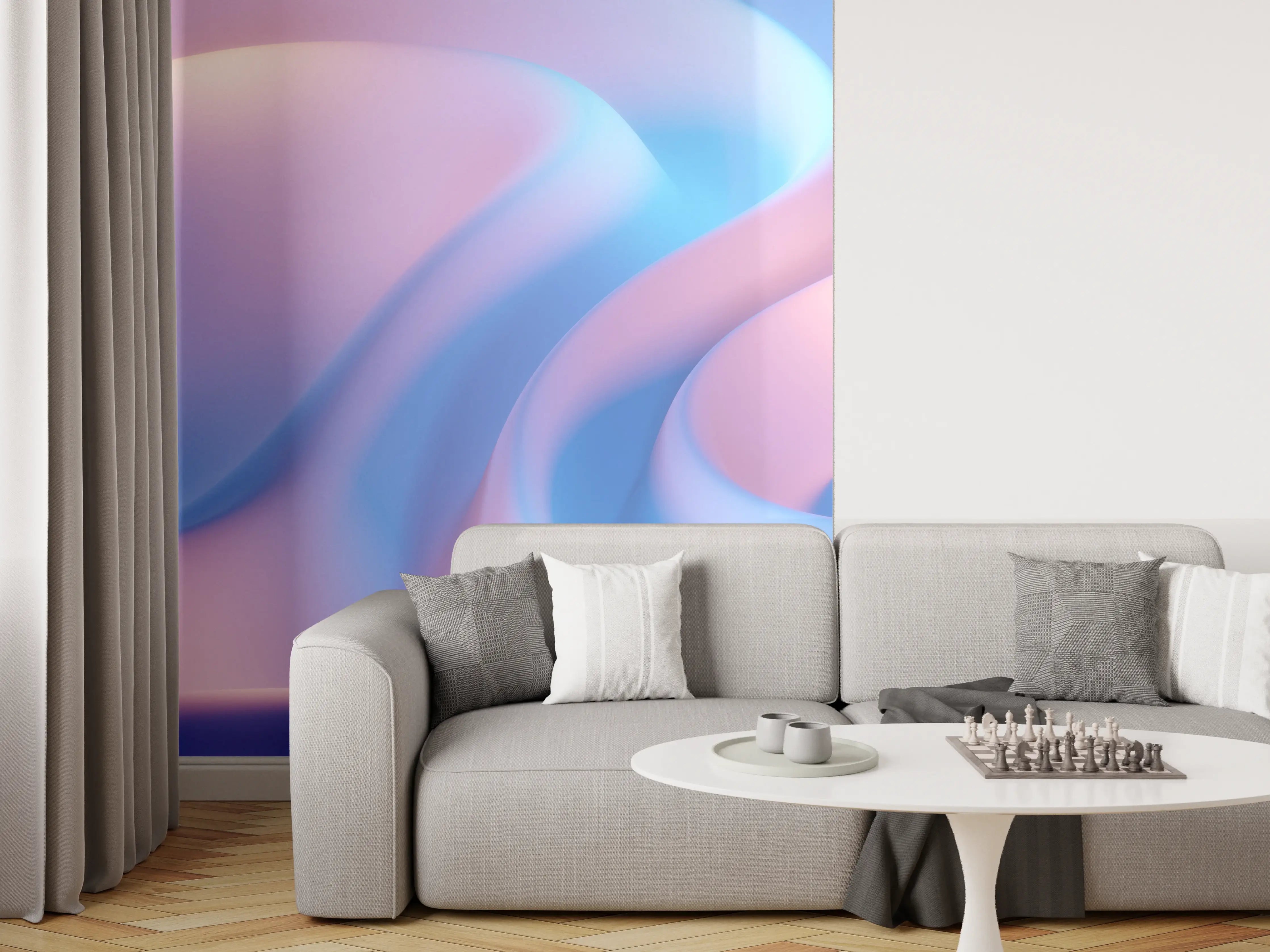 Wandverkleidung Wohnzimmer - Abstrakte Bildeffekt in sanften Pastellfarben