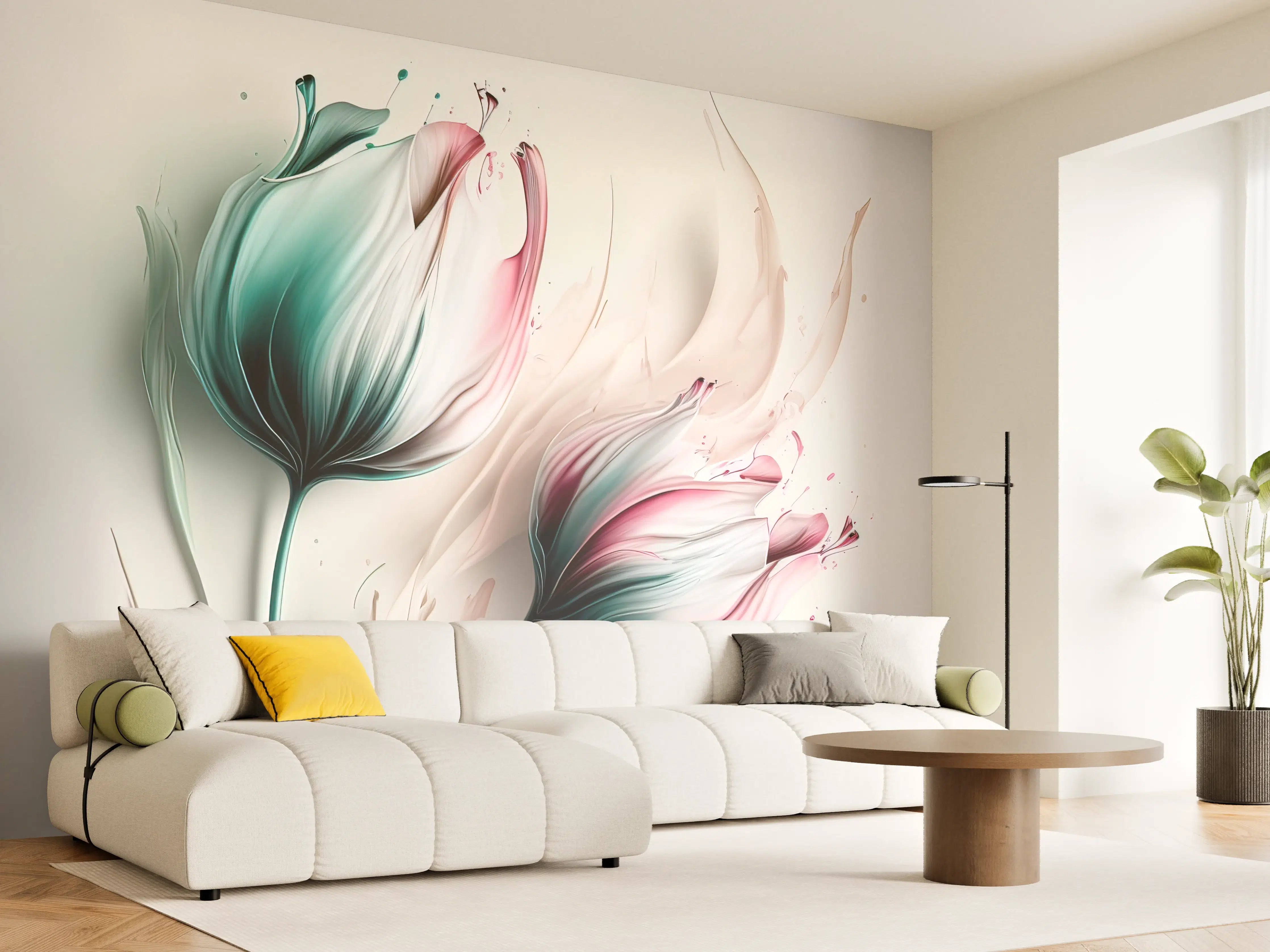 Wandverkleidung Wohnzimmer - Abstrakte Blumenkunst - Modernes Wandbild