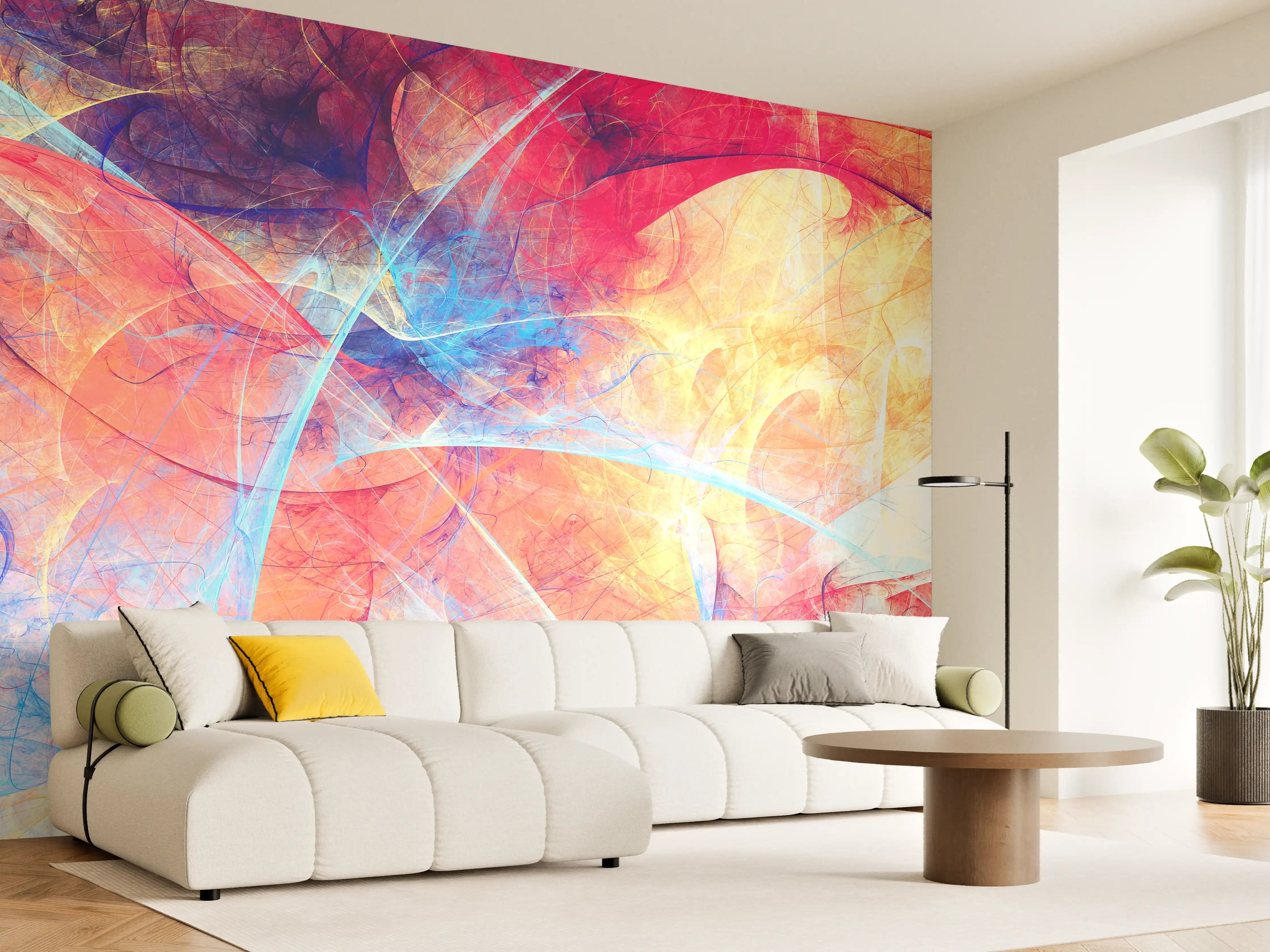 Wandverkleidung Wohnzimmer - Abstrakte Farbexplosion Kunstdruck