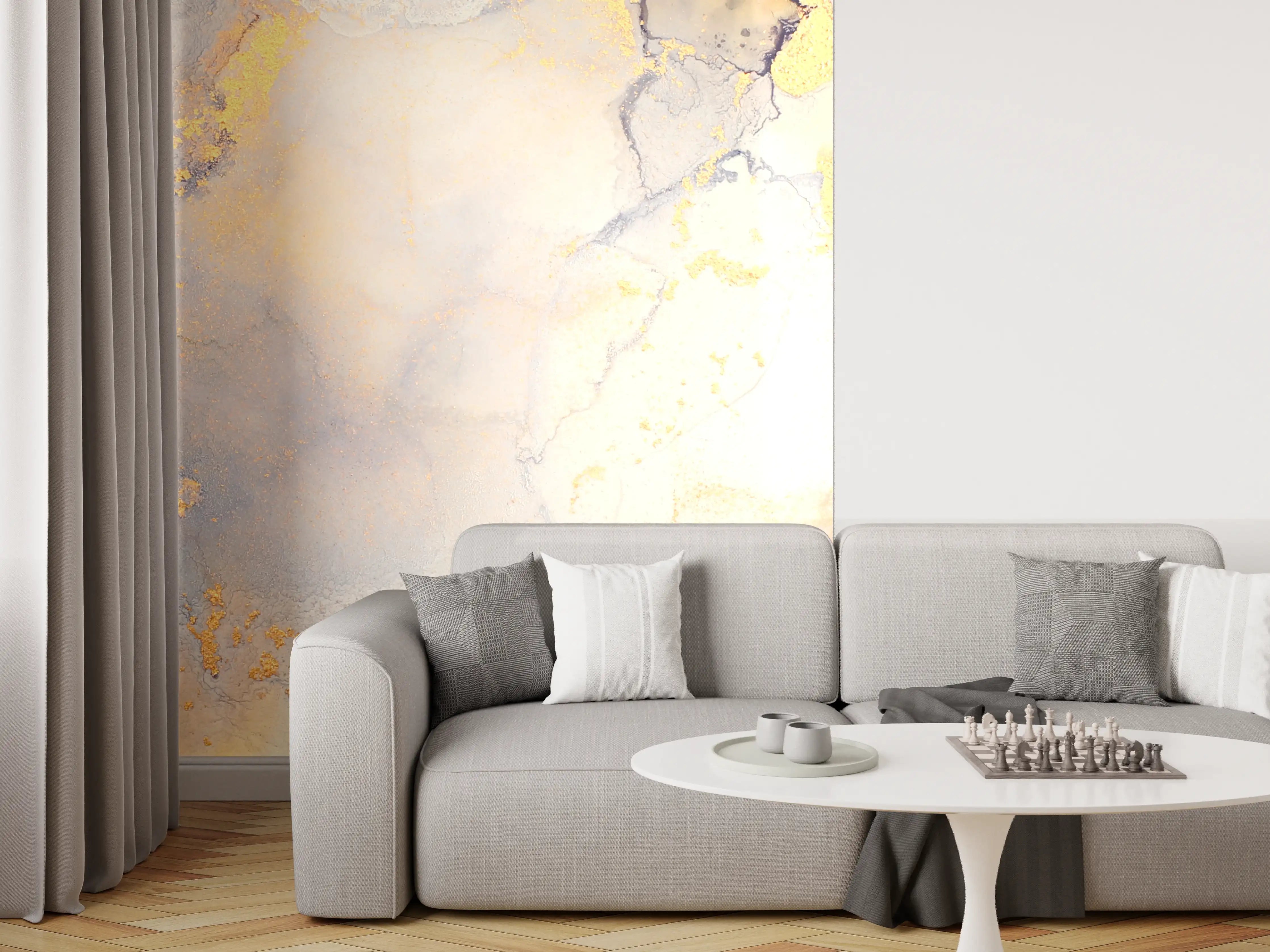 Wandverkleidung Wohnzimmer - Abstrakte Flüssigkunstmalerei mit Alkoholtinte