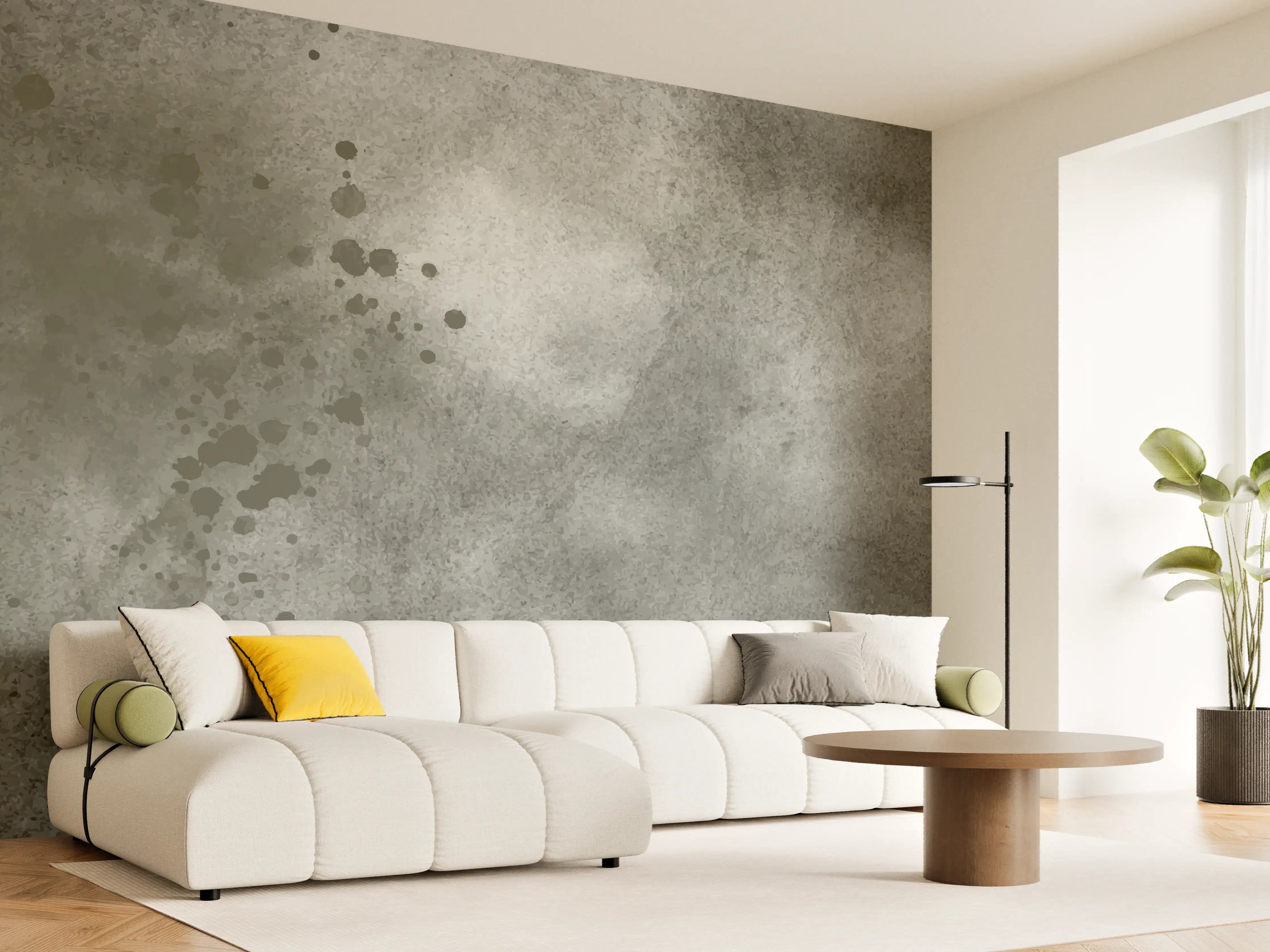 Wandverkleidung Wohnzimmer - Abstrakte Grau-Schwarz Aquarelltextur