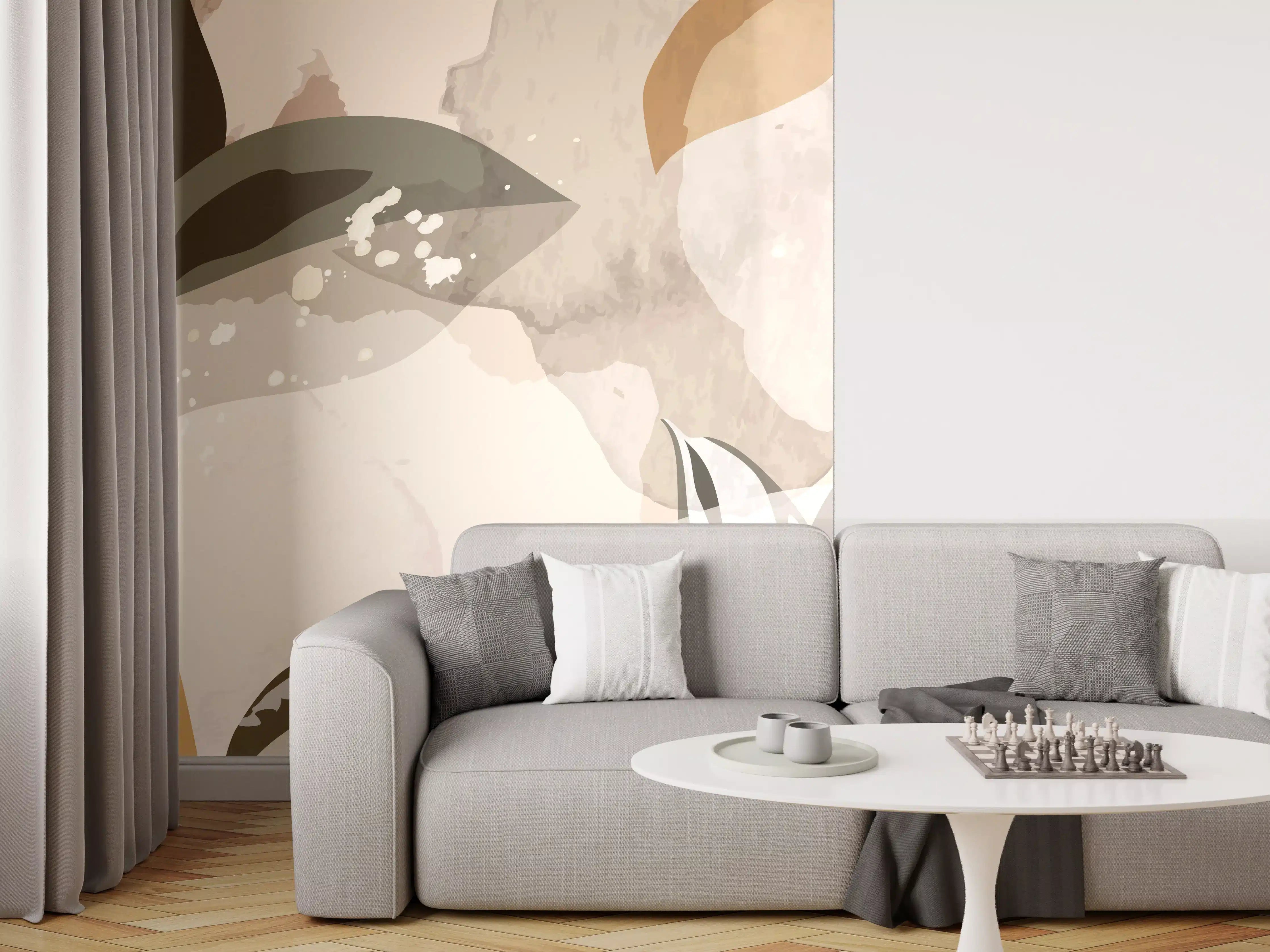 Wandverkleidung Wohnzimmer - Abstrakte Kunst Beige Braun