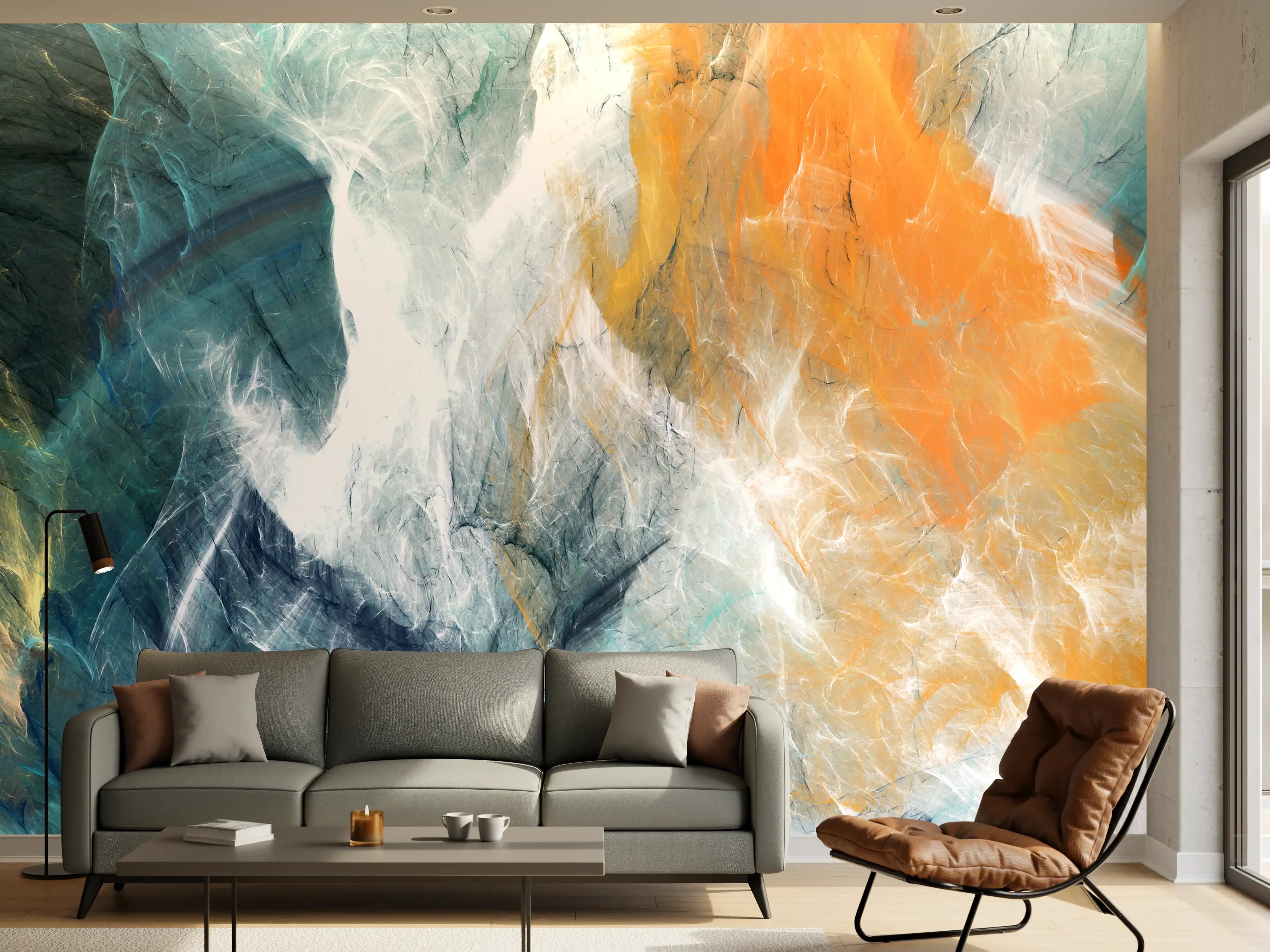 Wandverkleidung Wohnzimmer - Abstrakte Kunst in lebendigen Farben