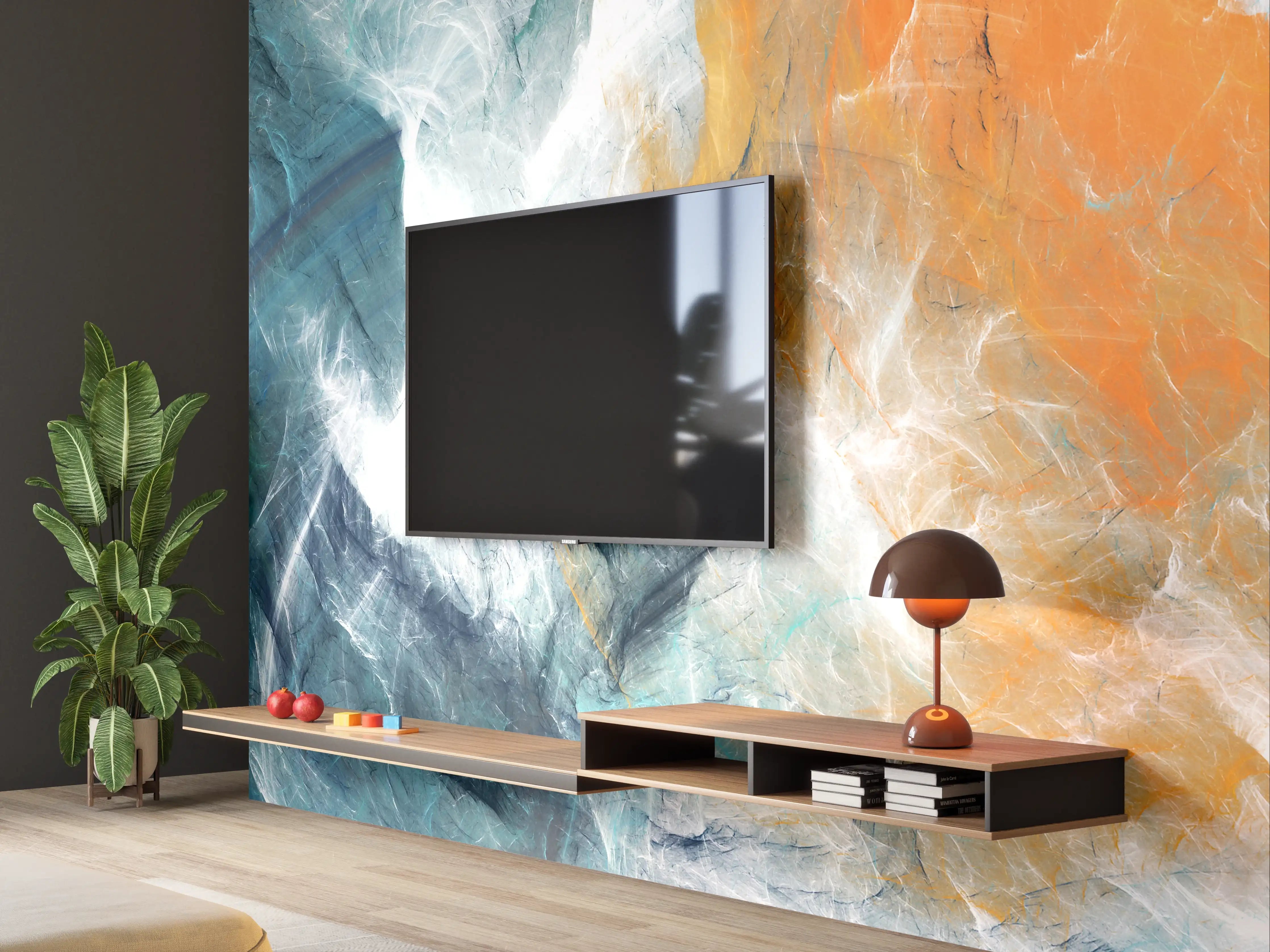Wandverkleidung Wohnzimmer - Abstrakte Kunst in lebendigen Farben
