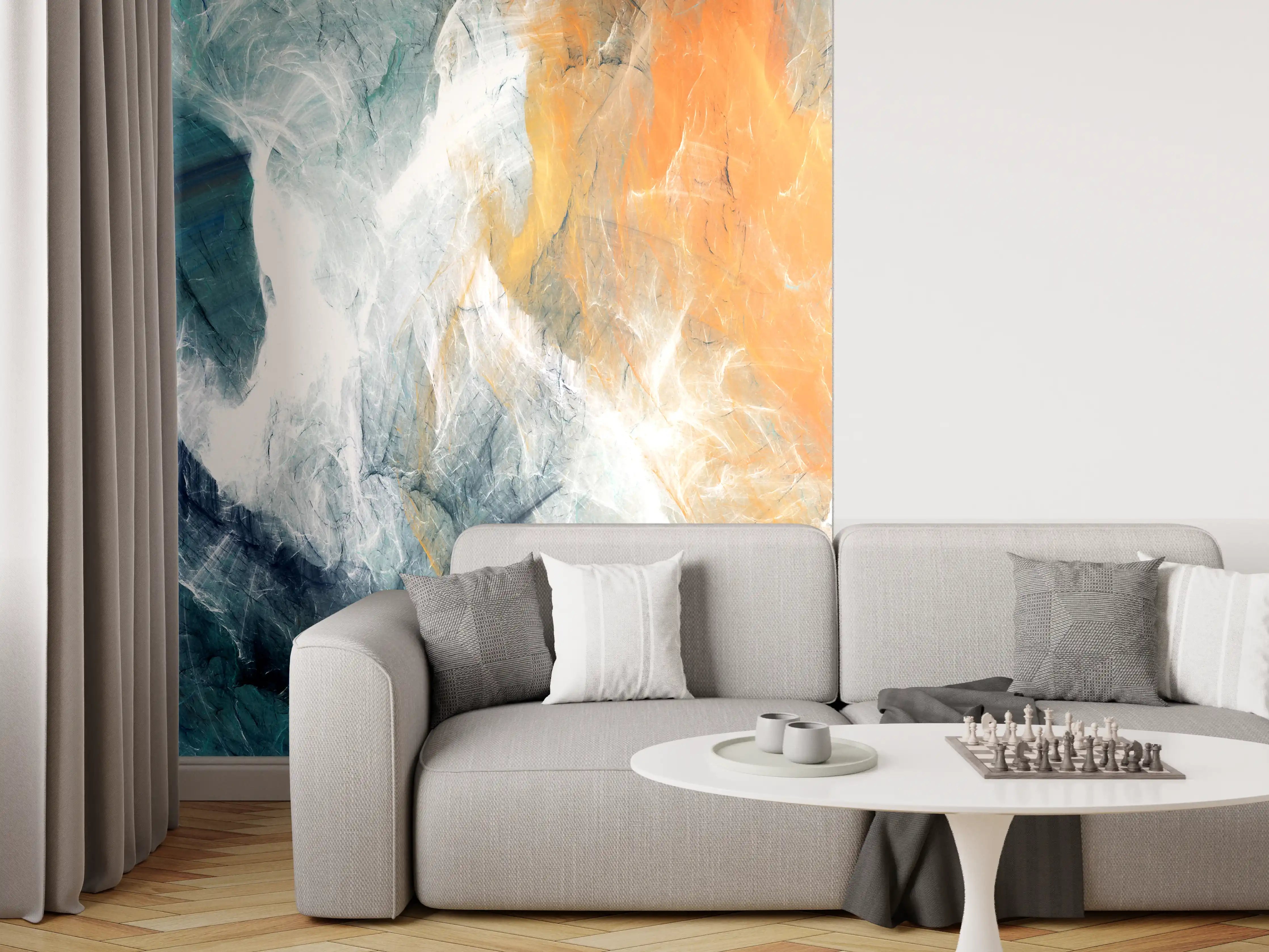 Wandverkleidung Wohnzimmer - Abstrakte Kunst in lebendigen Farben