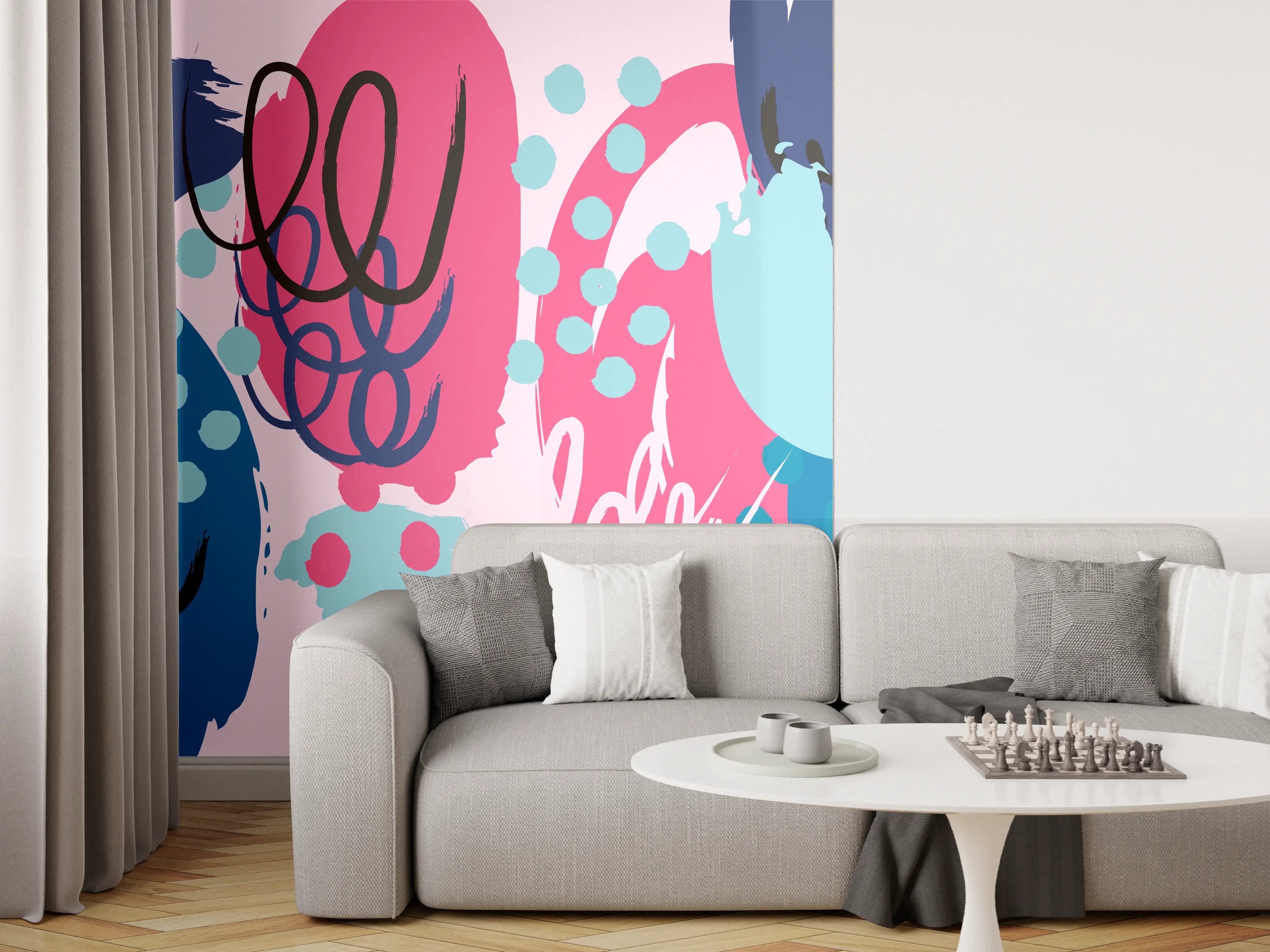 Wandverkleidung Wohnzimmer - Abstrakte Muster Collage Bunt
