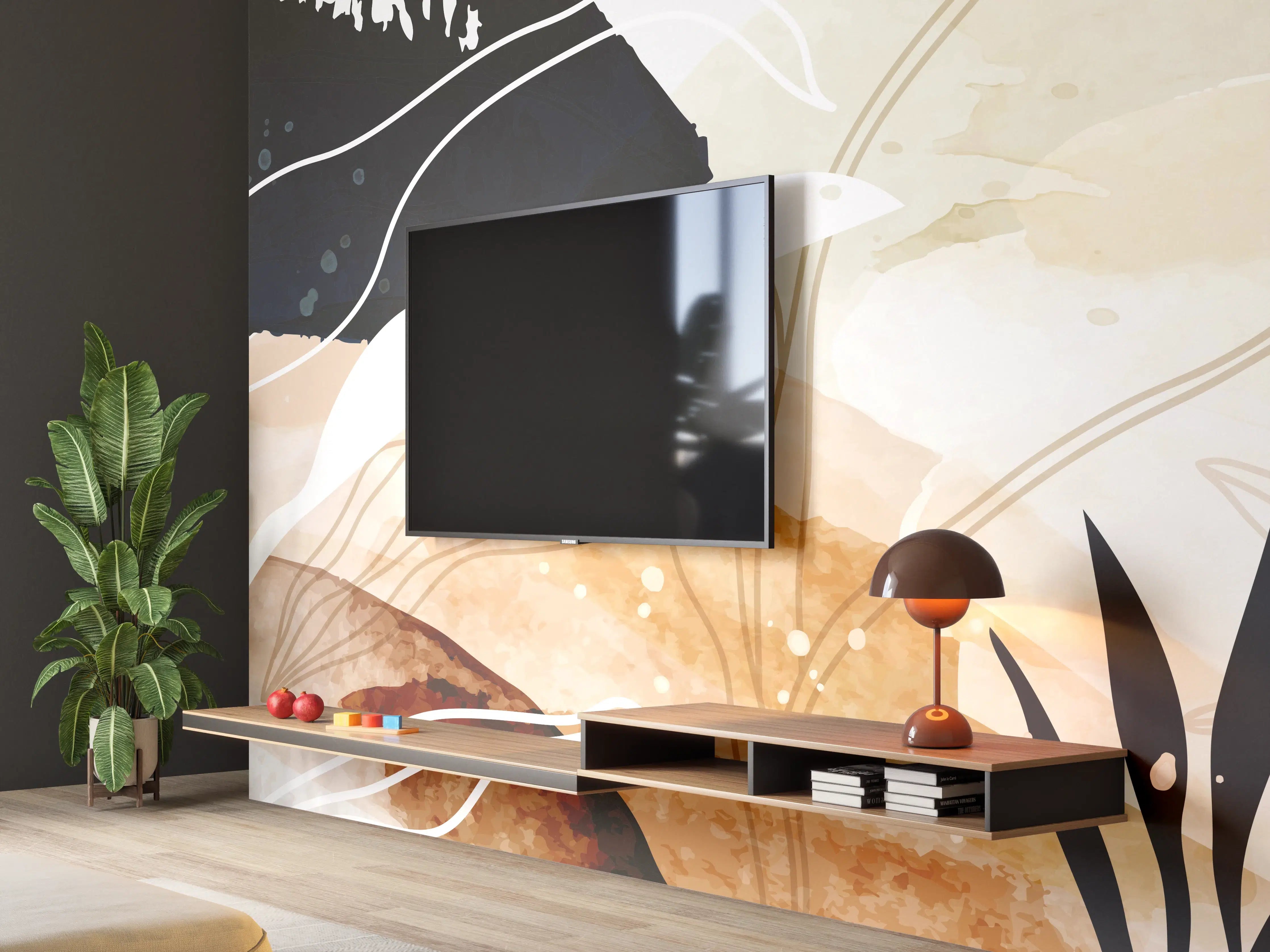 Wandverkleidung Wohnzimmer - Abstrakte Natur Kunst