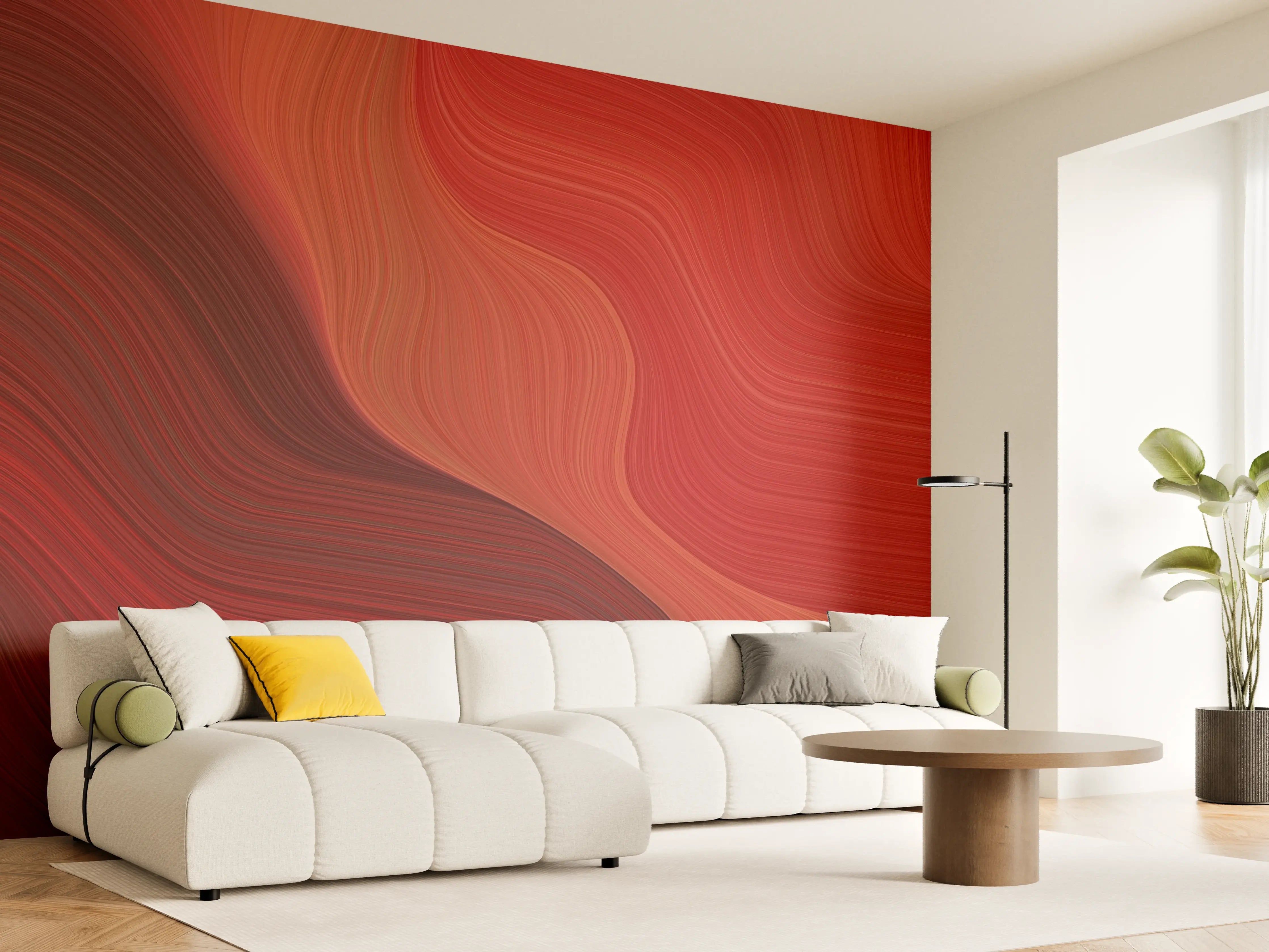 Wandverkleidung Wohnzimmer - Abstrakte Rote Kunstzeichnung