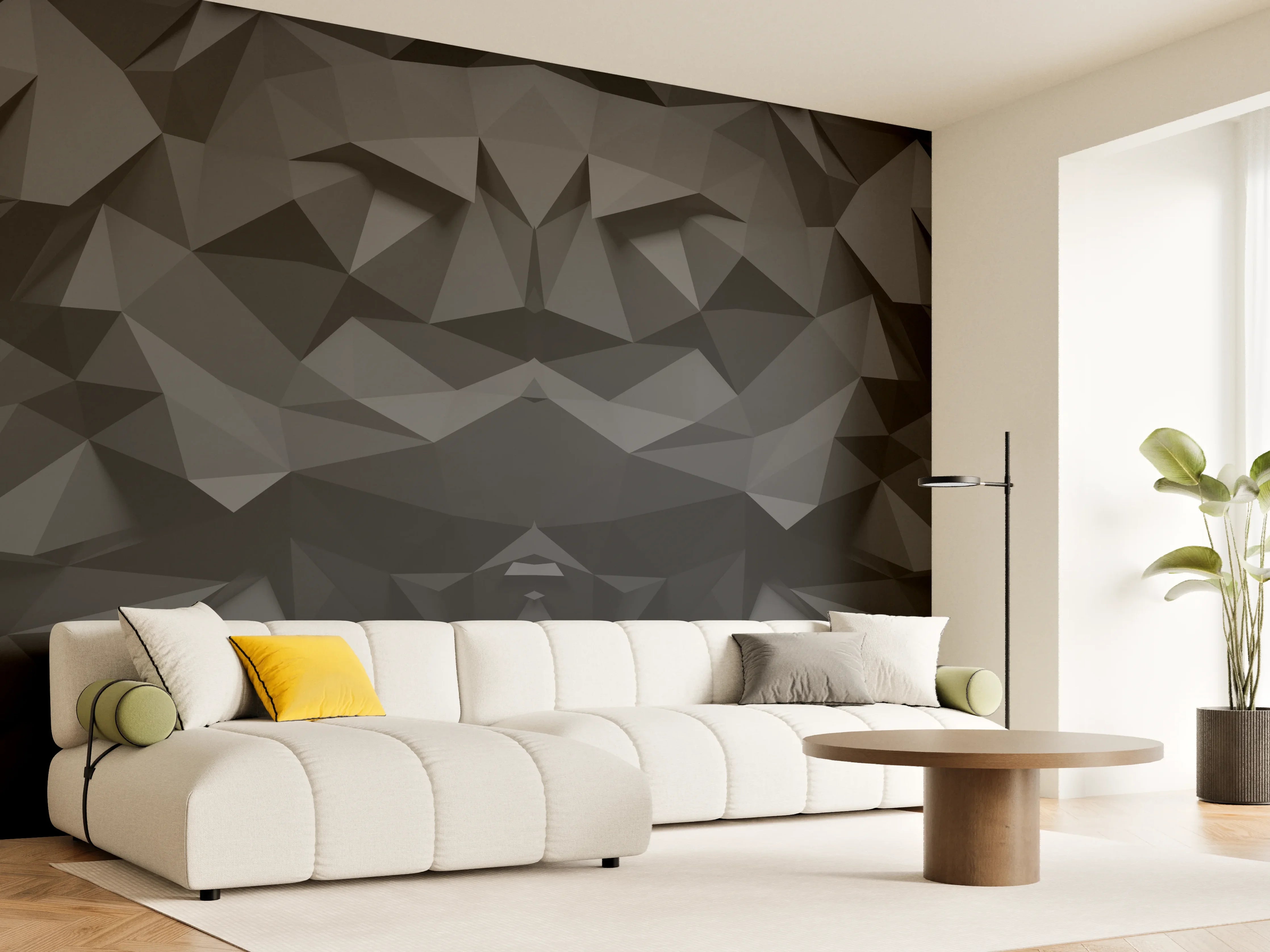 Wandverkleidung Wohnzimmer - Abstrakte Schwarz-Weiß-Grafik