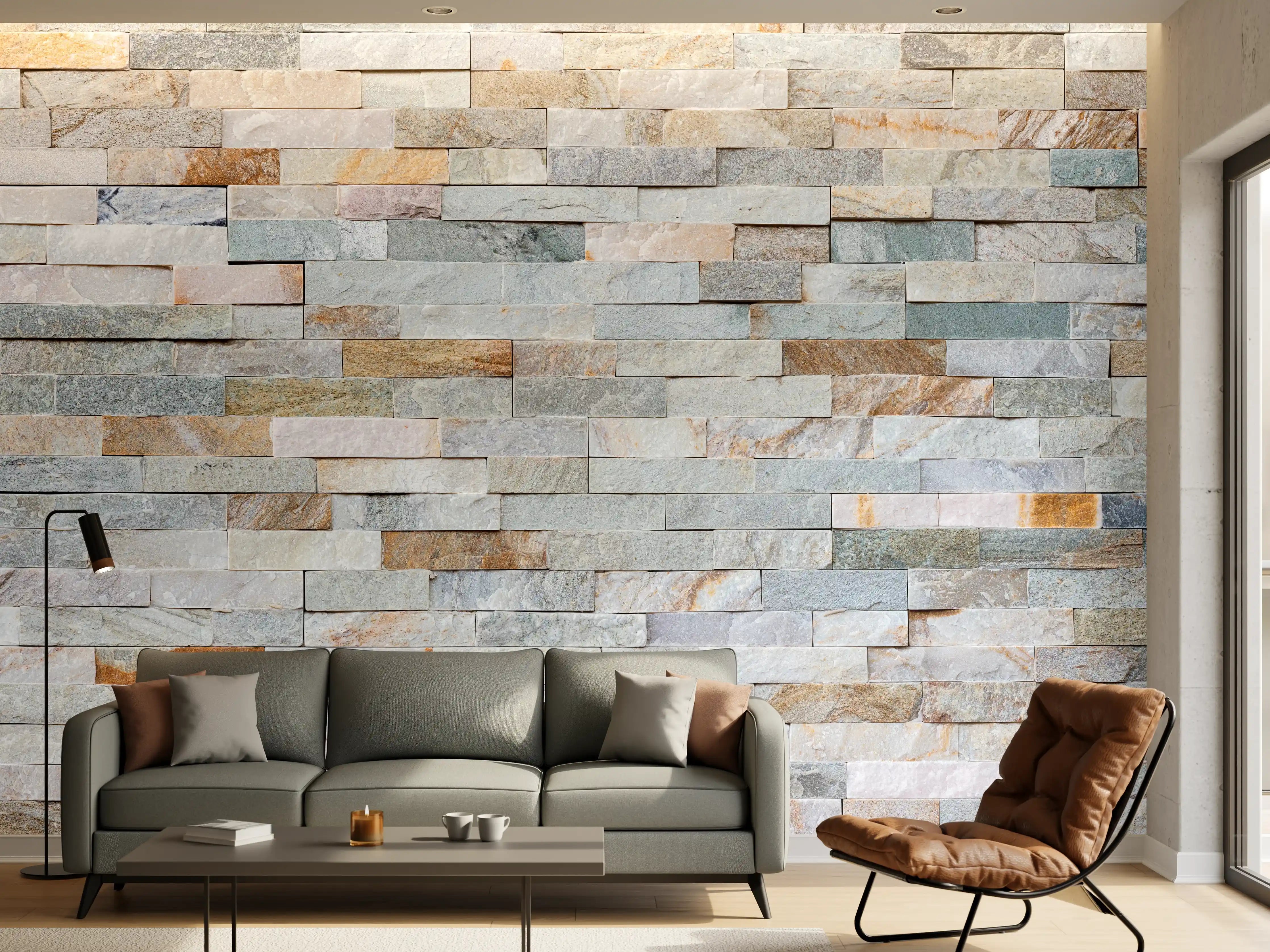 Wandverkleidung Wohnzimmer - Abstrakte Steinwandmuster