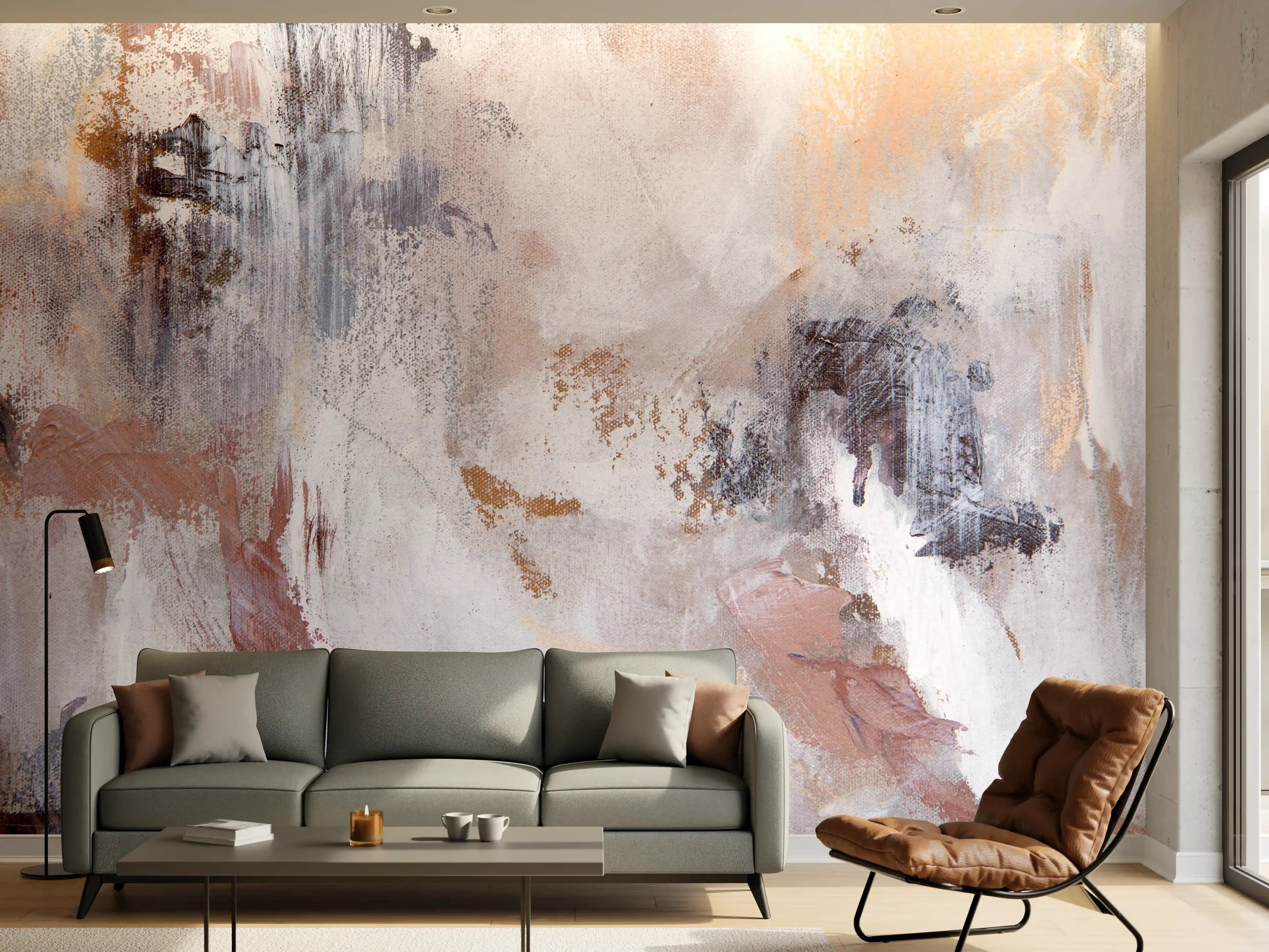 Wandverkleidung Wohnzimmer - Abstrakte Wandkunst in Neutralen Tönen