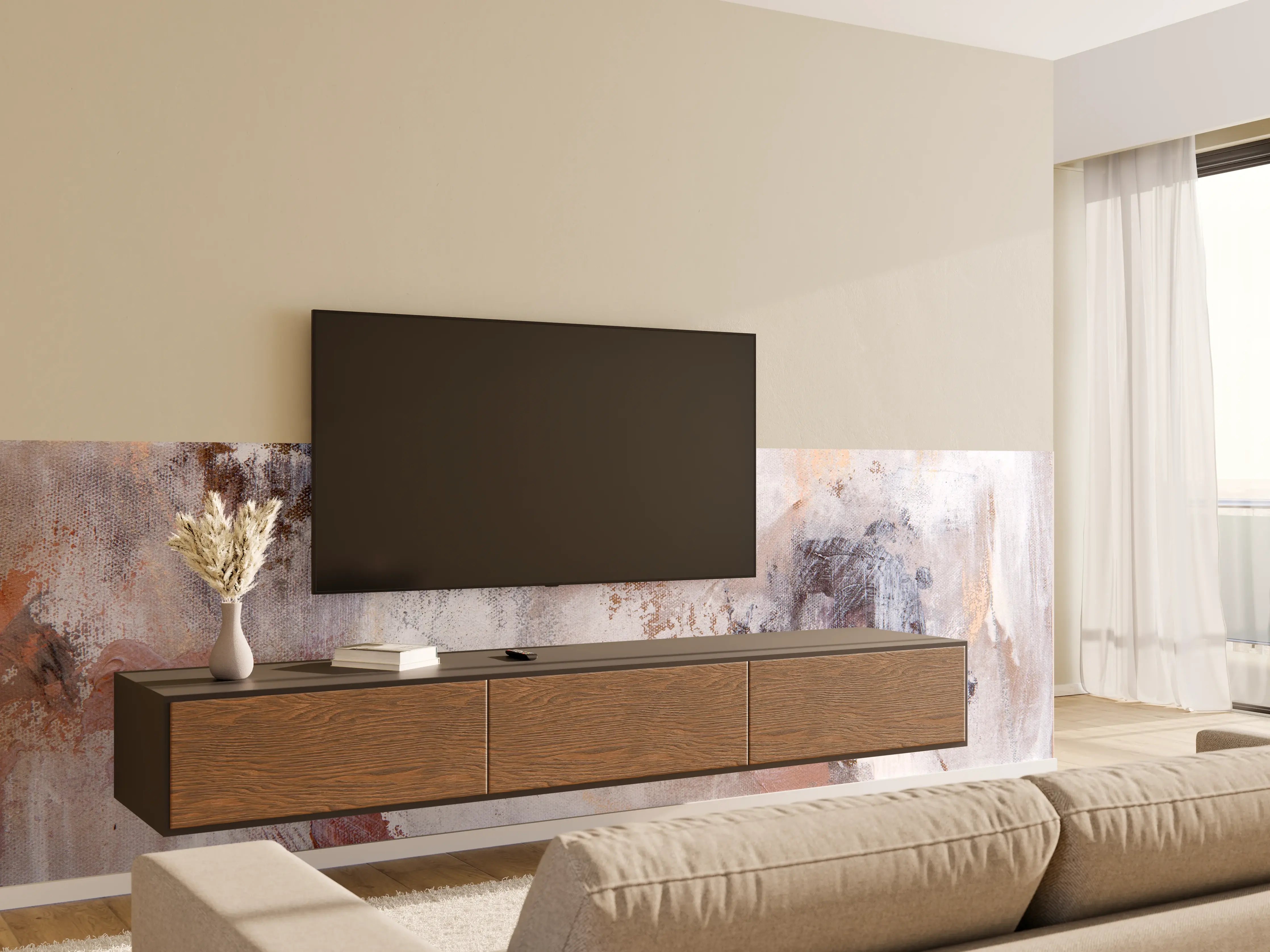 Wandverkleidung Wohnzimmer - Abstrakte Wandkunst in Neutralen Tönen