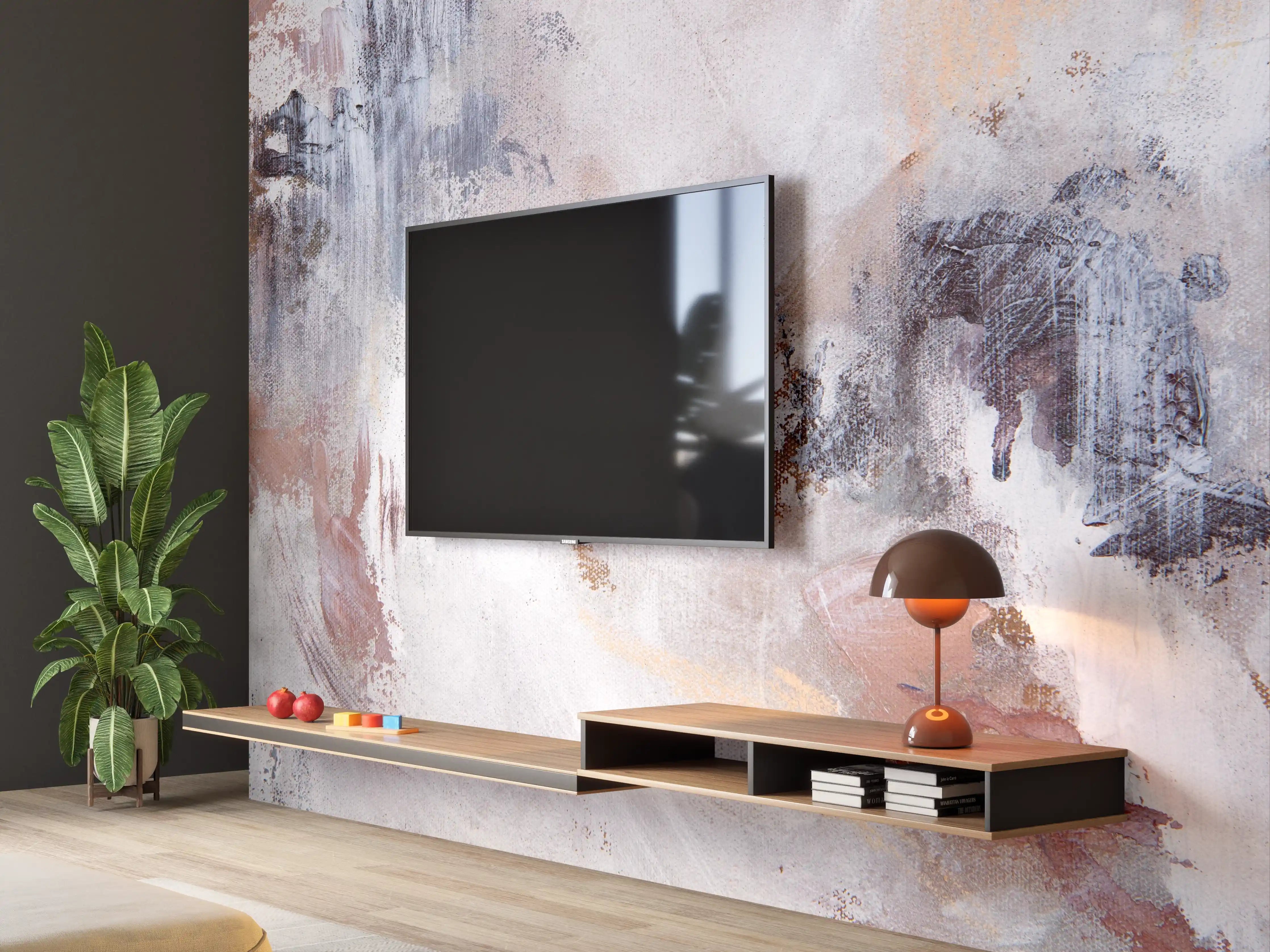 Wandverkleidung Wohnzimmer - Abstrakte Wandkunst in Neutralen Tönen