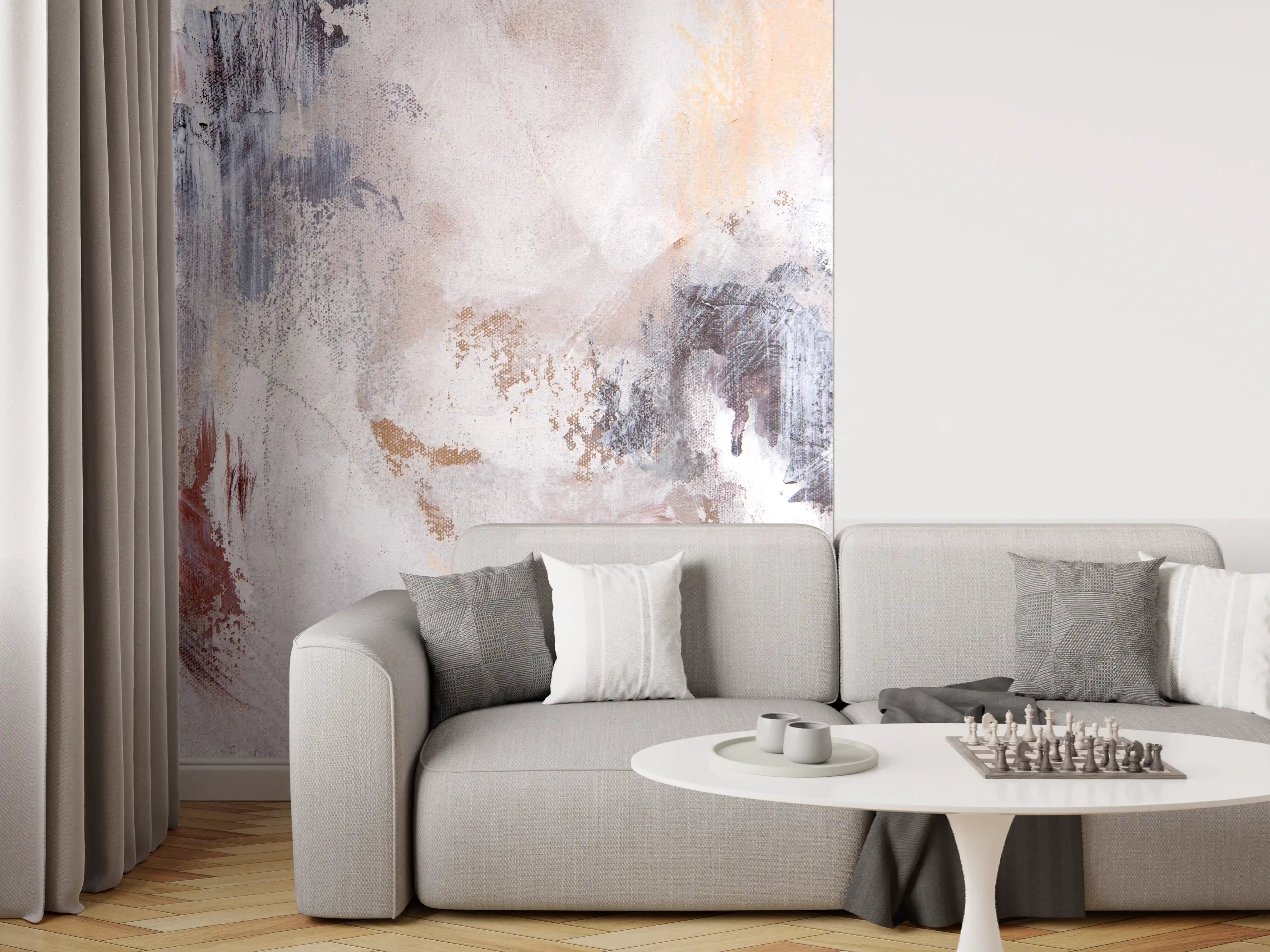 Wandverkleidung Wohnzimmer - Abstrakte Wandkunst in Neutralen Tönen