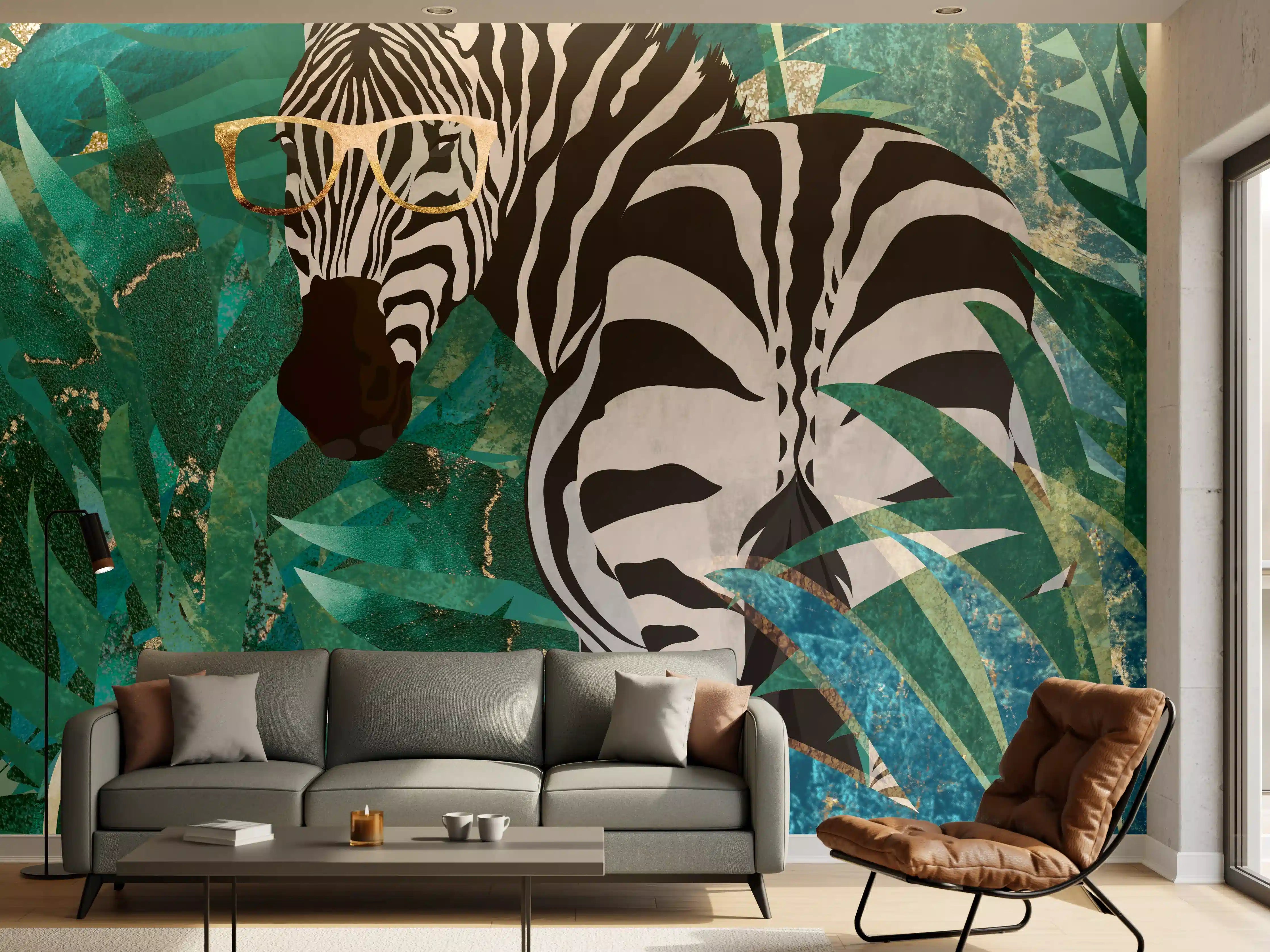 Wandverkleidung Wohnzimmer - Abstrakte Zebra Malerei