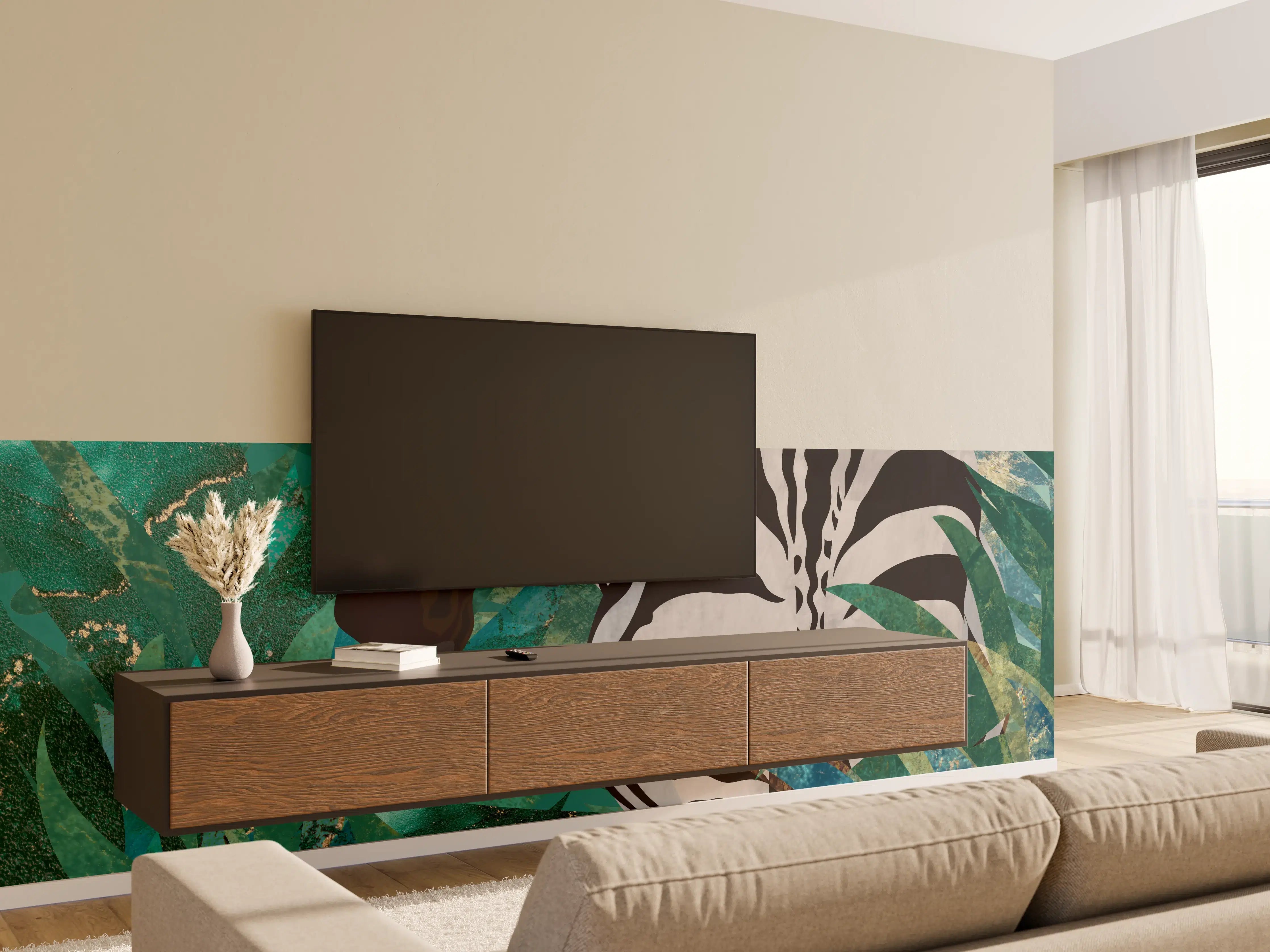Wandverkleidung Wohnzimmer - Abstrakte Zebra Malerei
