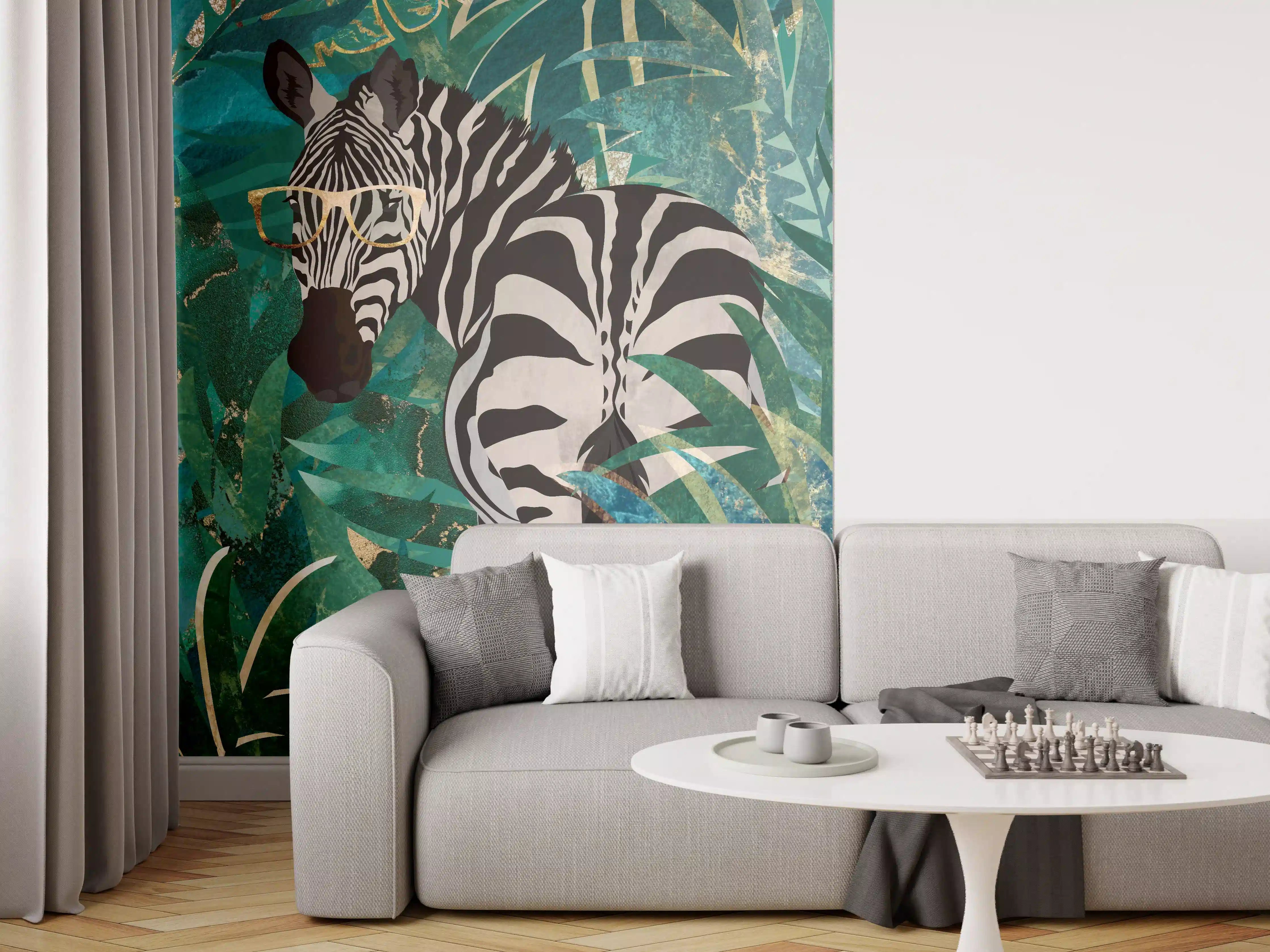 Wandverkleidung Wohnzimmer - Abstrakte Zebra Malerei