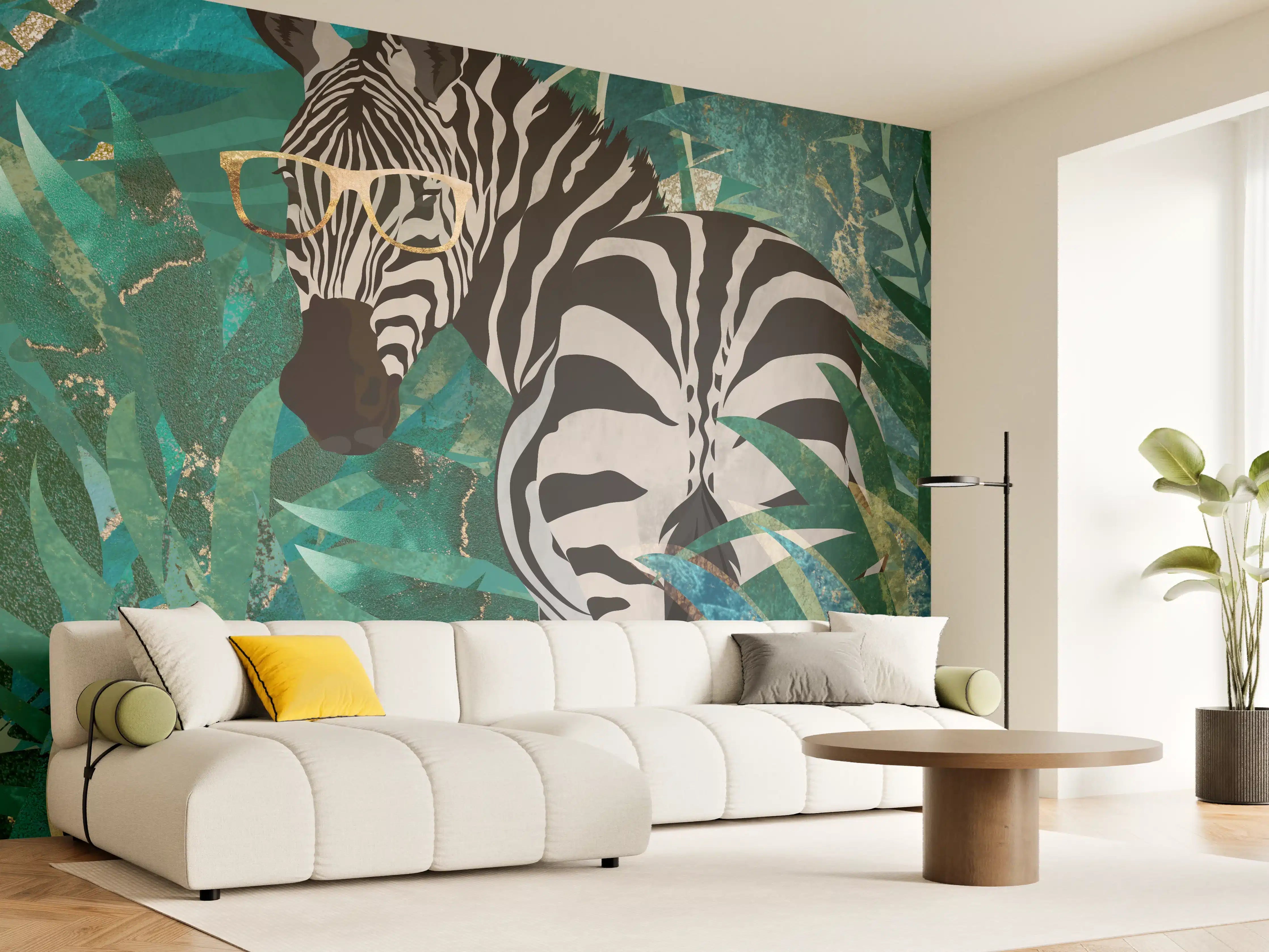 Wandverkleidung Wohnzimmer - Abstrakte Zebra Malerei
