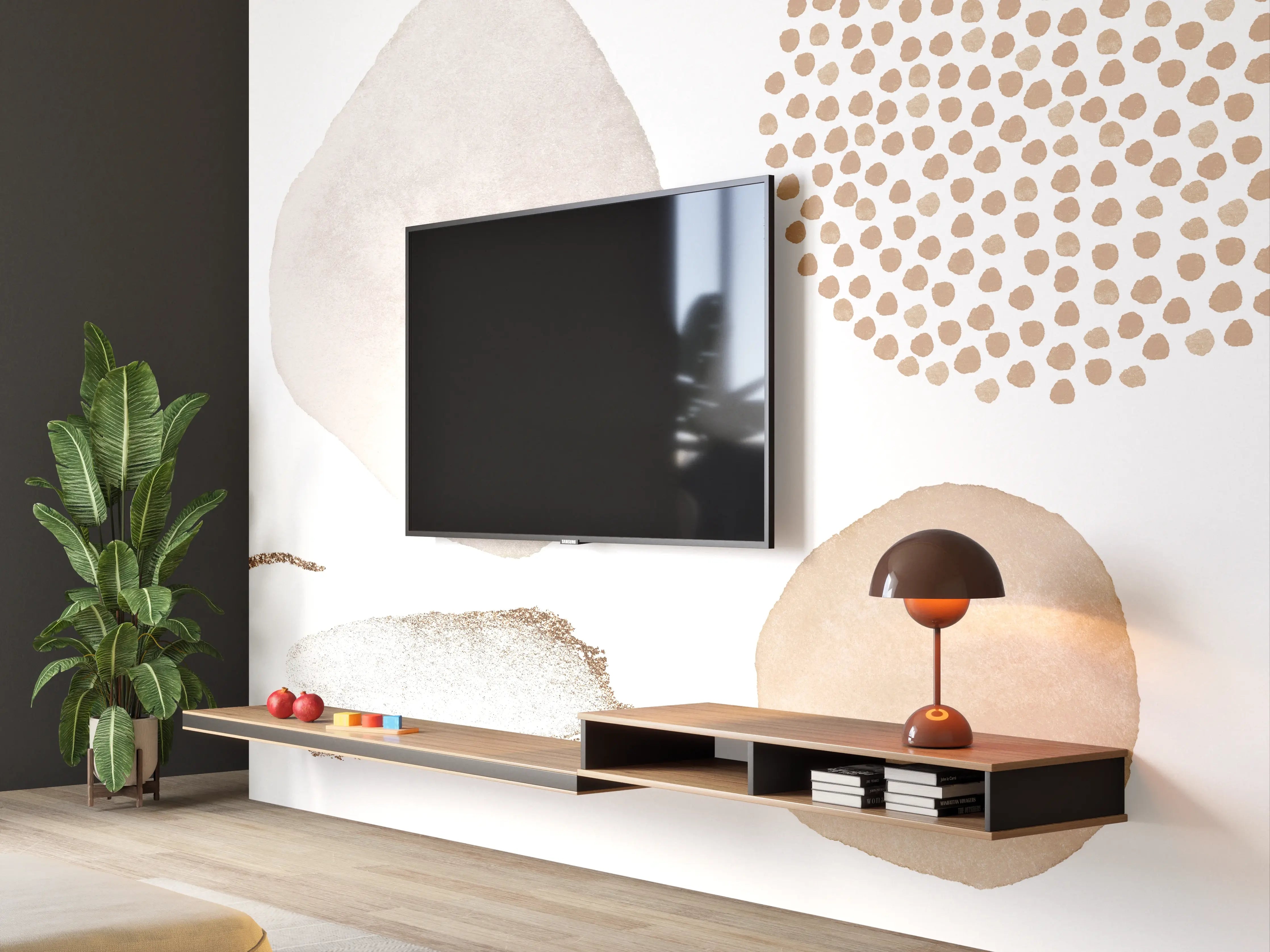 Wandverkleidung Wohnzimmer - Abstrakte blush Elemente