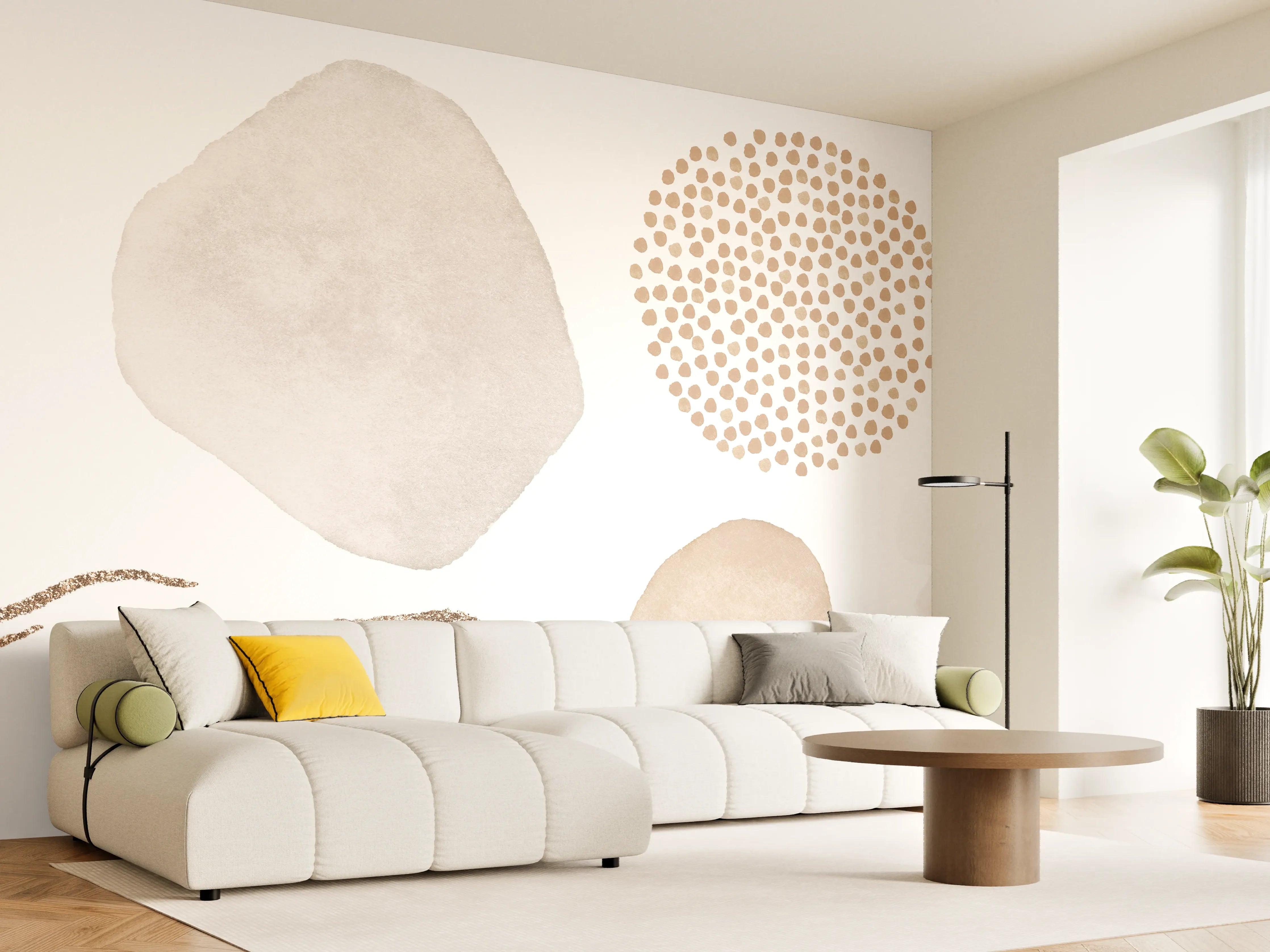 Wandverkleidung Wohnzimmer - Abstrakte blush Elemente