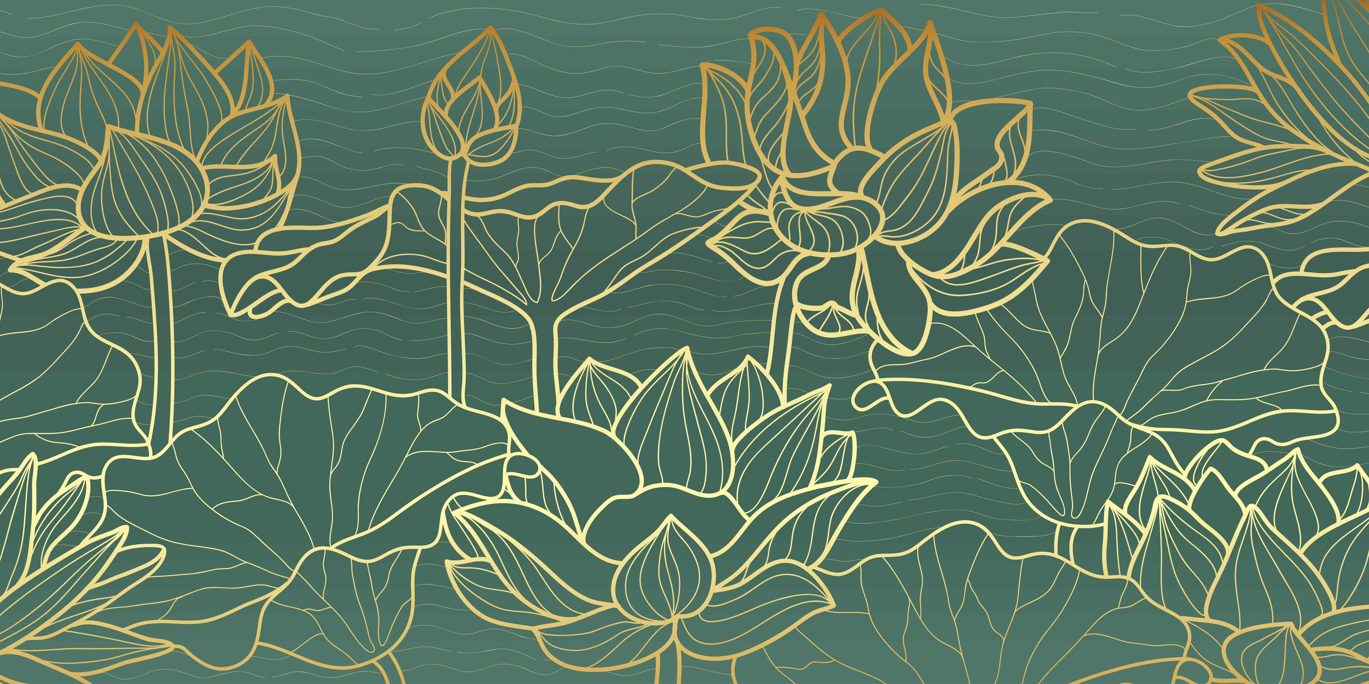 Wandverkleidung Wohnzimmer-Abstrakte goldende Blüten