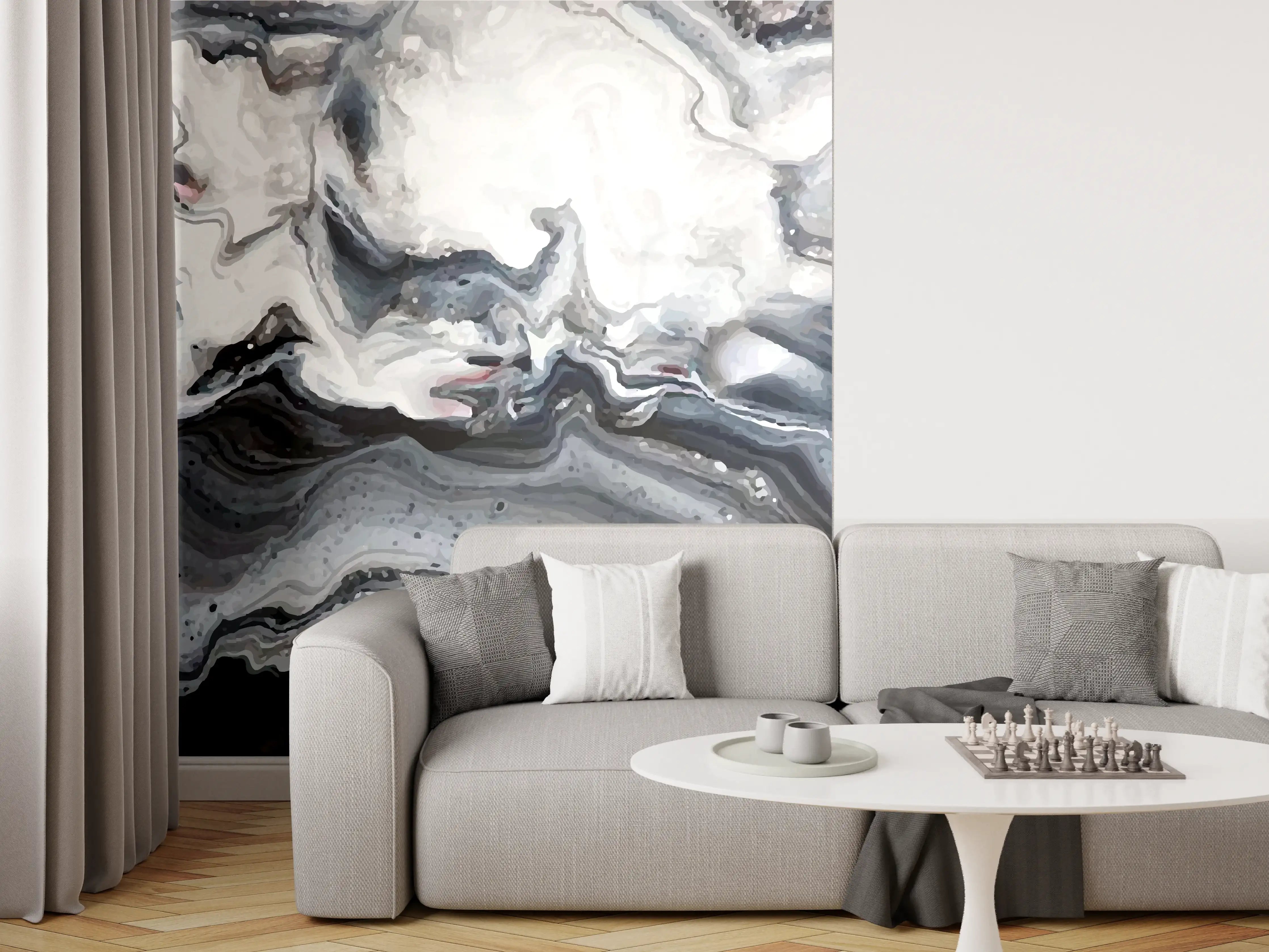 Wandverkleidung Wohnzimmer - Abstrakter Marmor