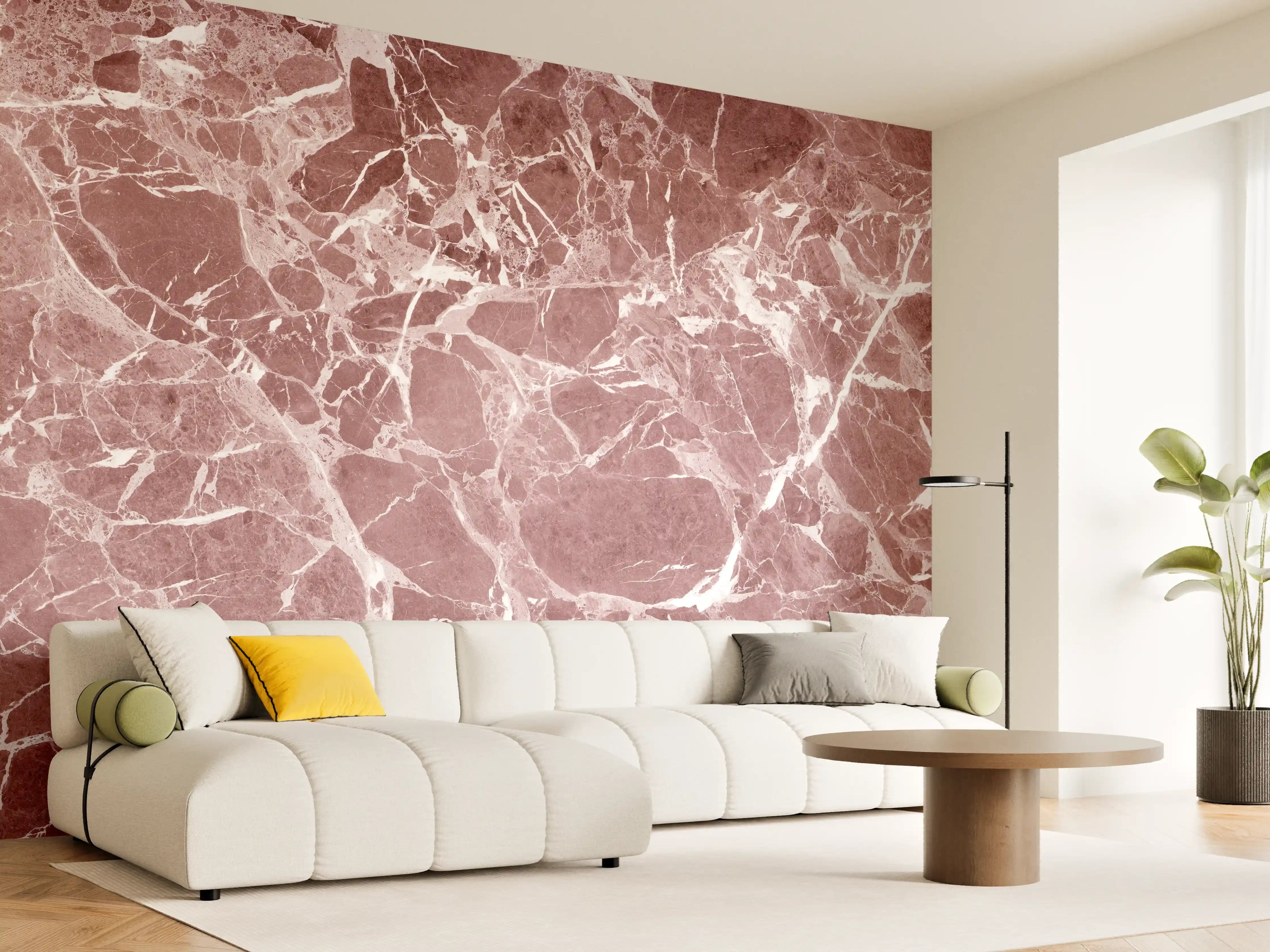 Wandverkleidung Wohnzimmer - Abstrakter roter Marmor Textur