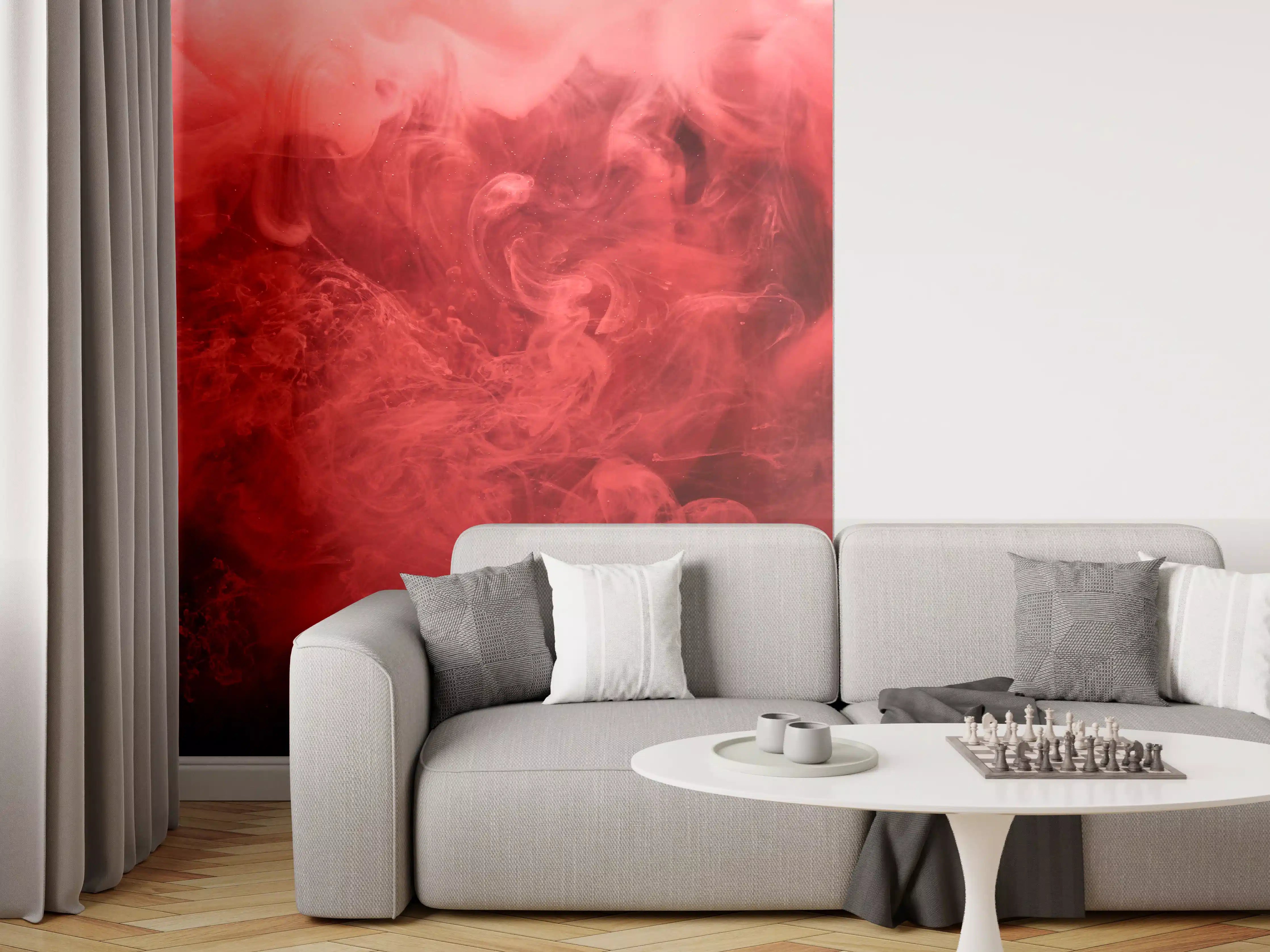 Wandverkleidung Wohnzimmer - Abstrakter roter Ozean