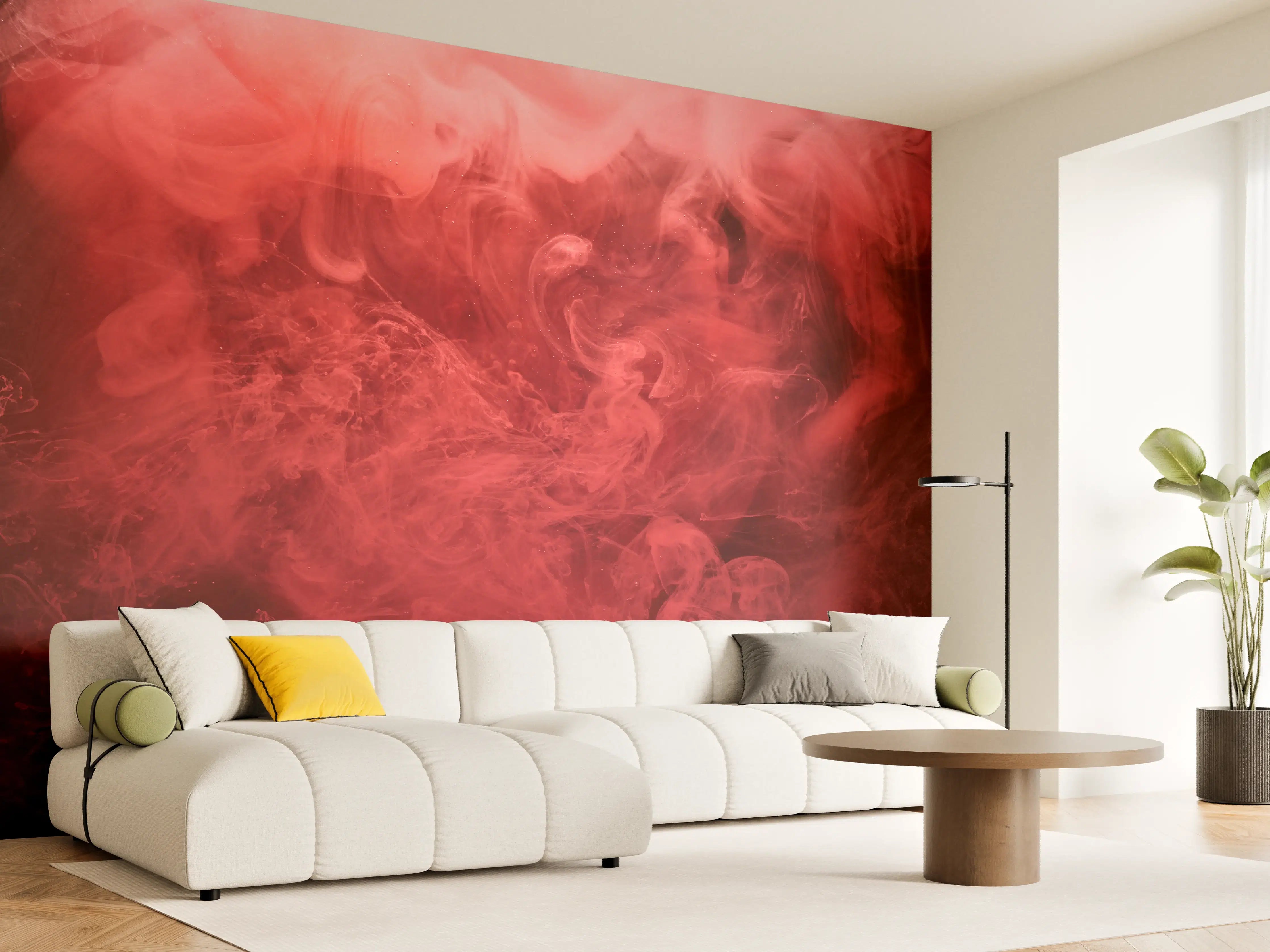 Wandverkleidung Wohnzimmer - Abstrakter roter Ozean