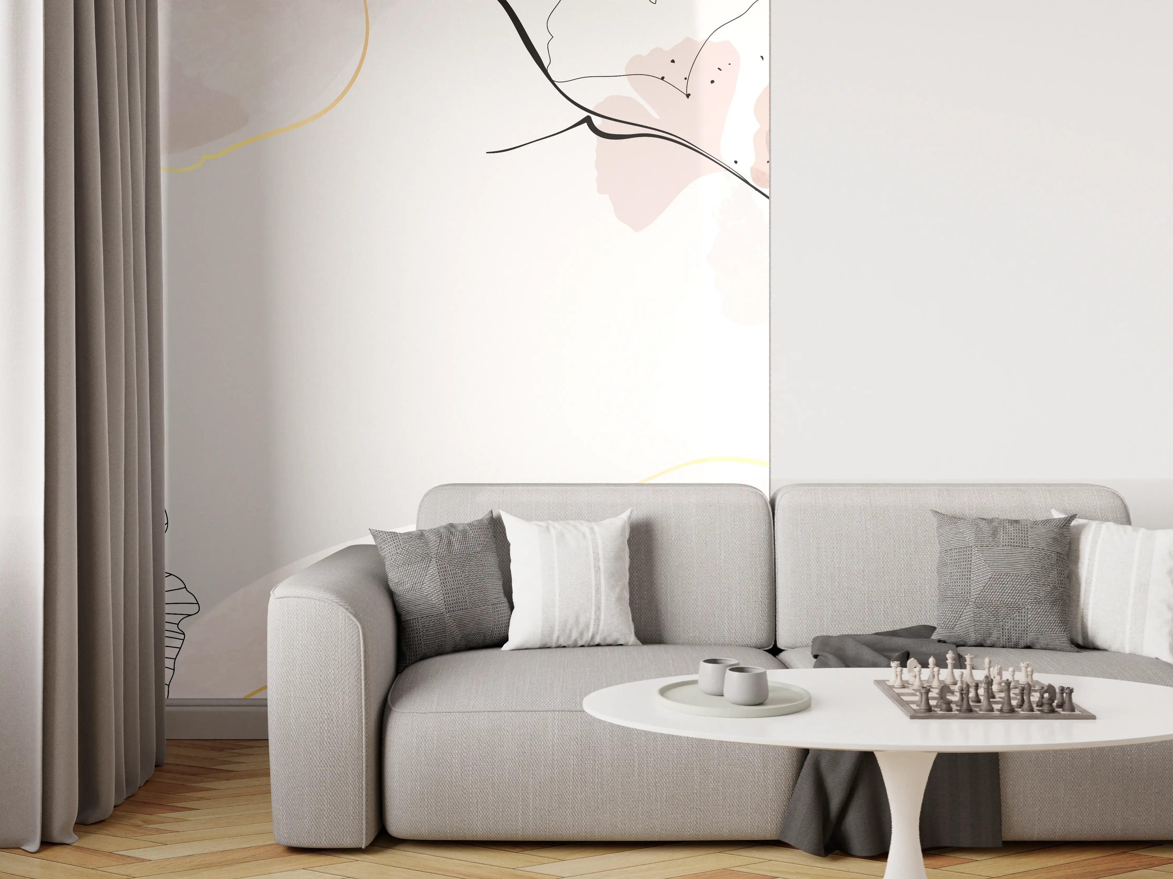 Wandverkleidung Wohnzimmer - Abstraktes Ginkgo-Blatt Design