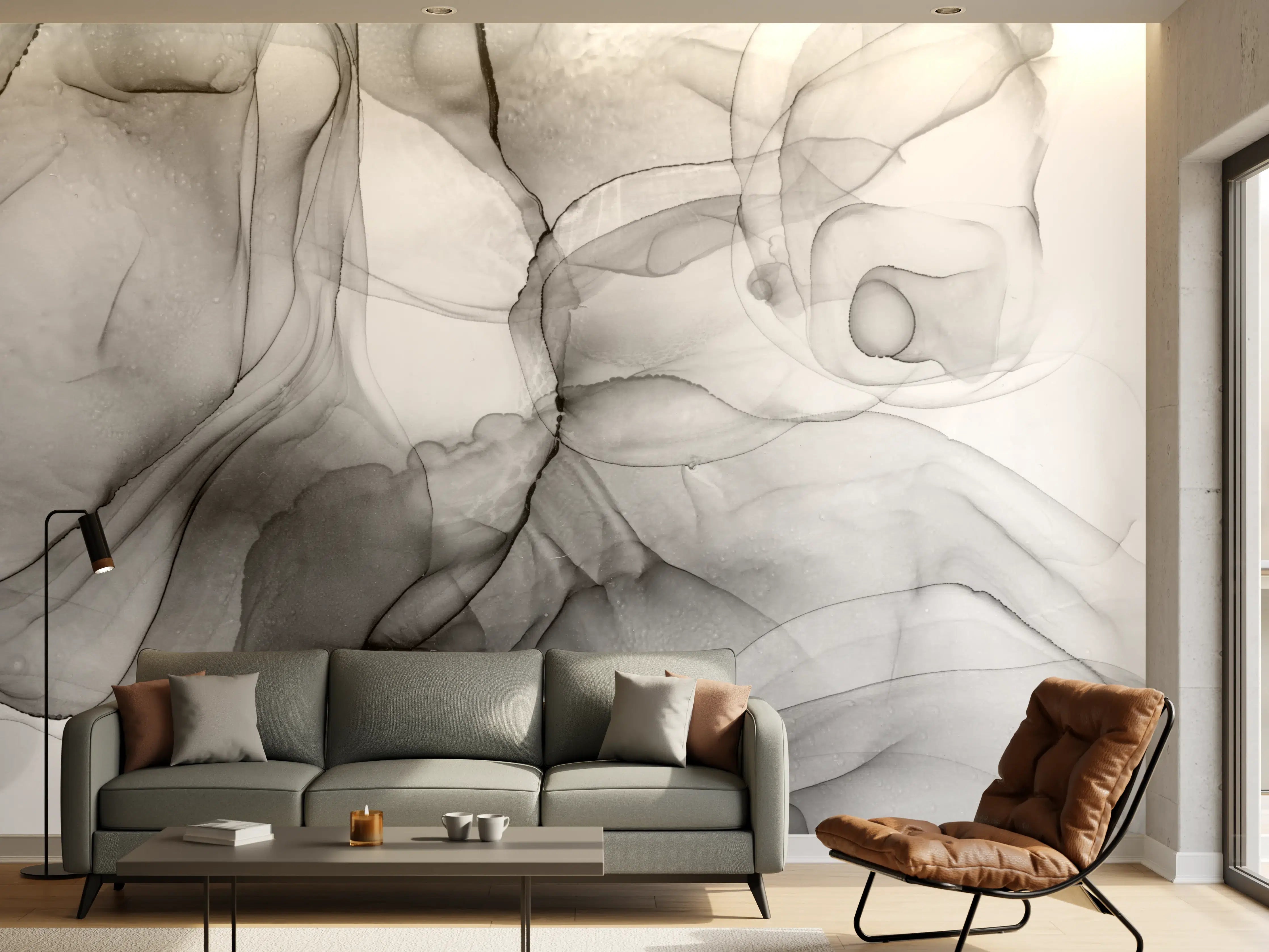 Wandverkleidung Wohnzimmer - Abstraktes Graustufenbild