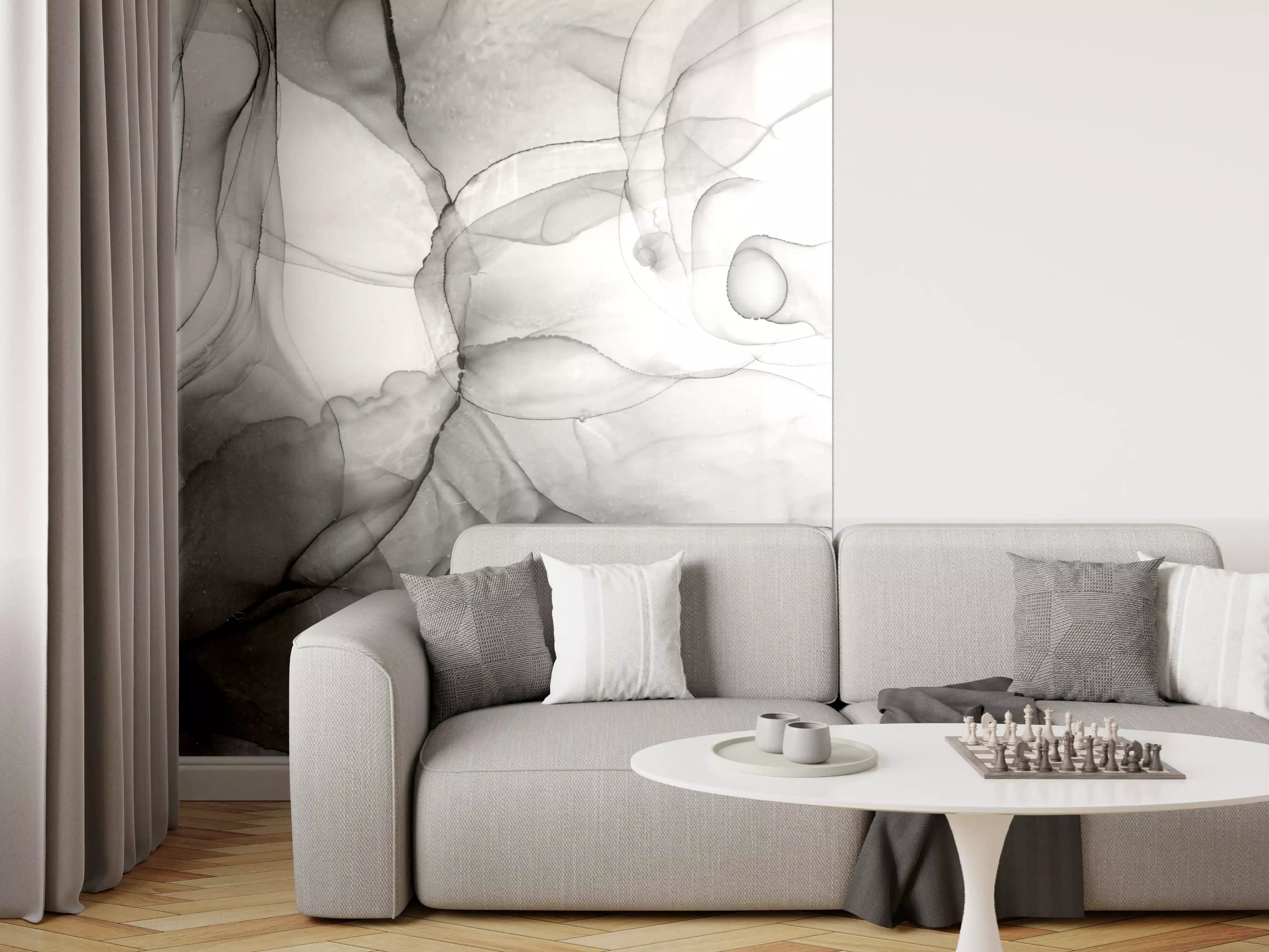 Wandverkleidung Wohnzimmer - Abstraktes Graustufenbild