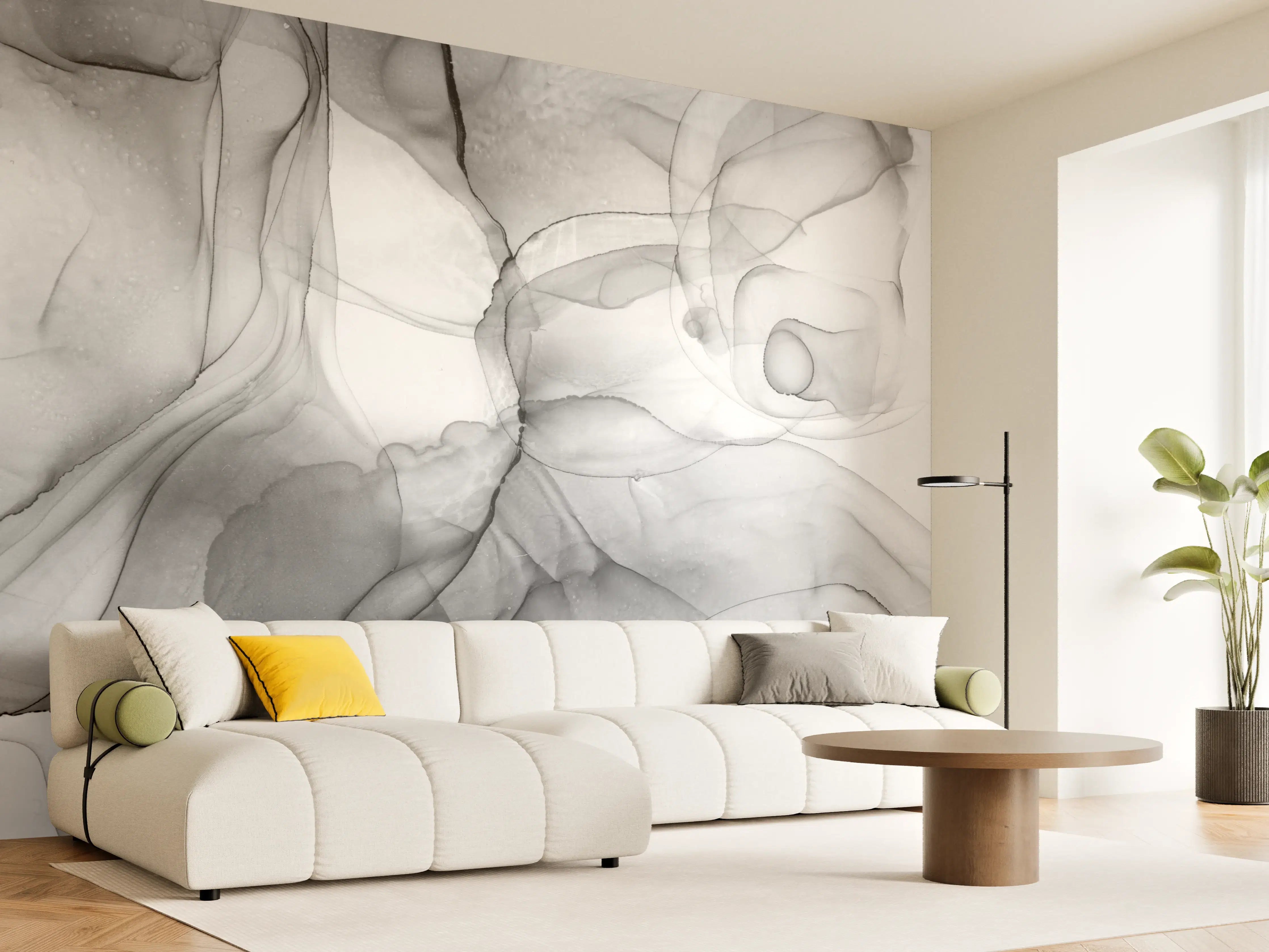 Wandverkleidung Wohnzimmer - Abstraktes Graustufenbild