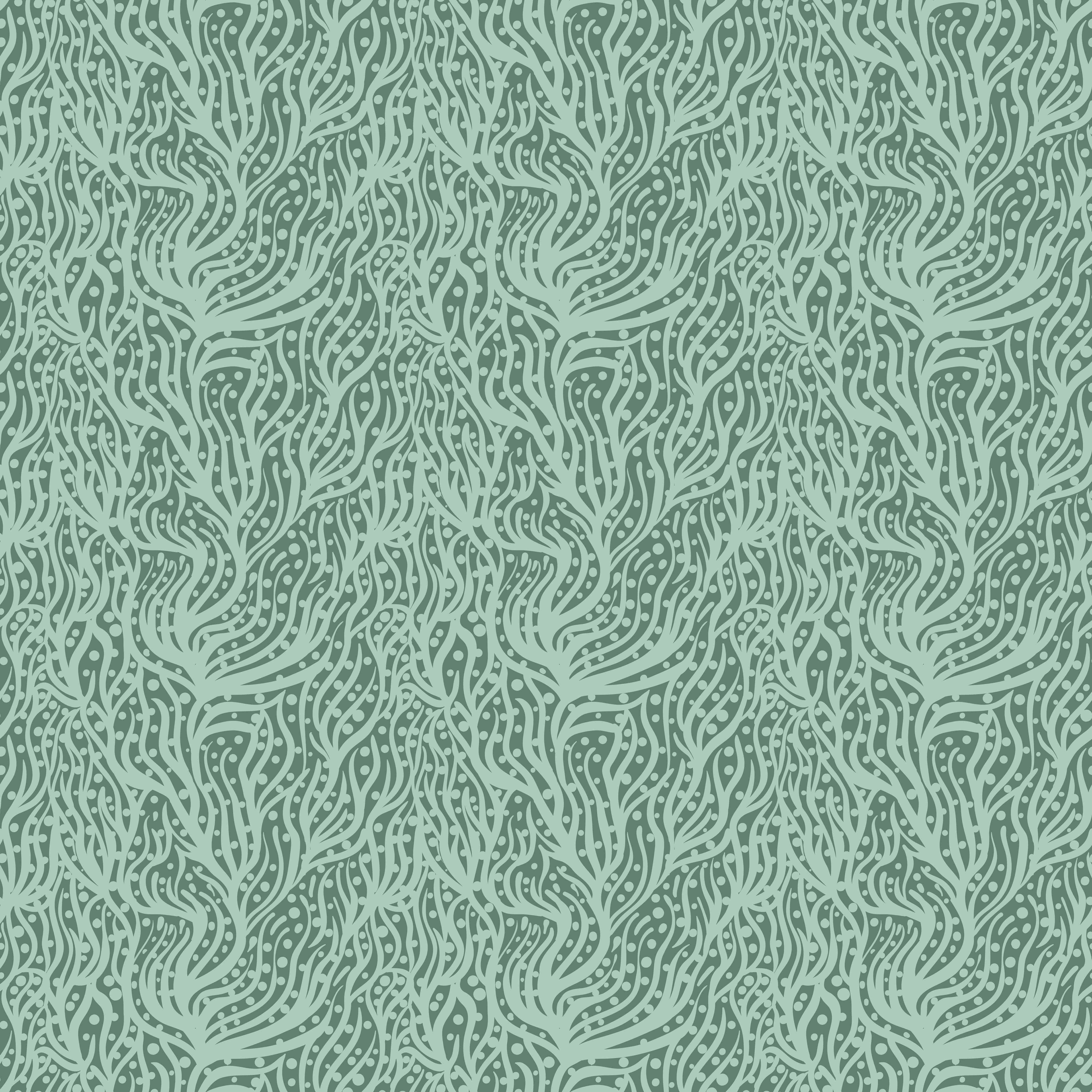 Wandverkleidung Wohnzimmer-Abstraktes Korallenmuster Grün-Türkis