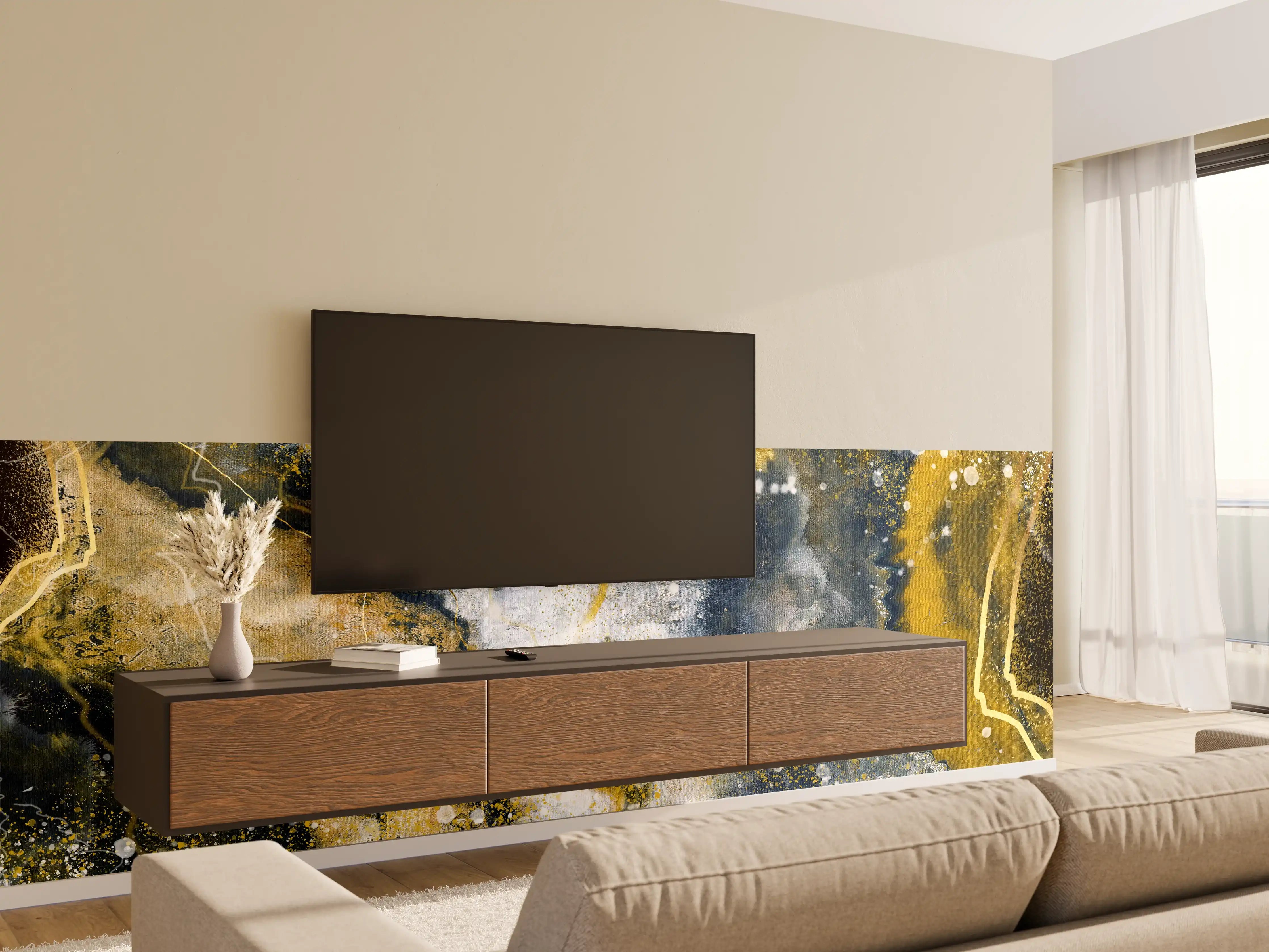 Wandverkleidung Wohnzimmer - Abstraktes Kunstwert - Flüssigkunst