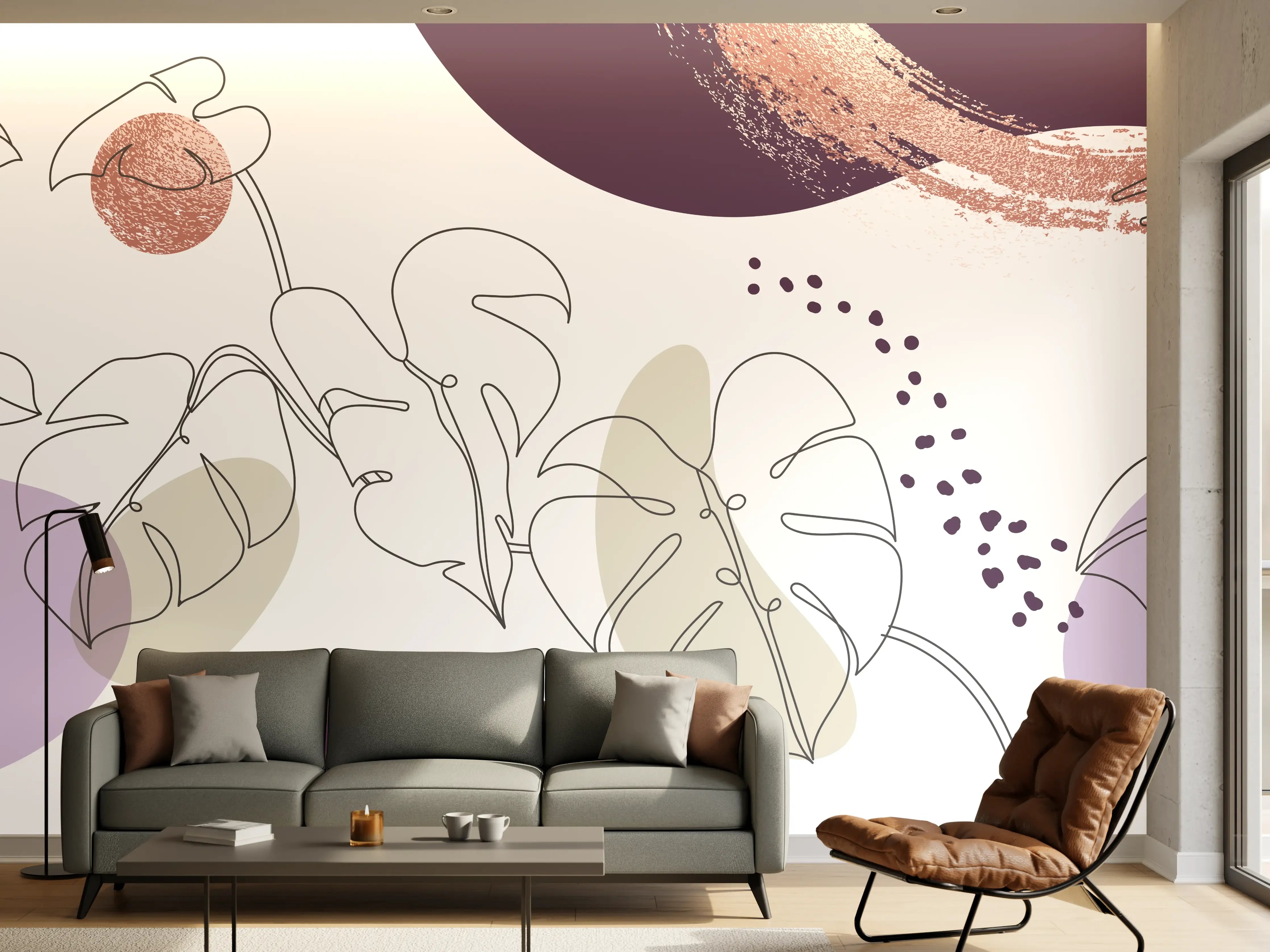 Wandverkleidung Wohnzimmer - Abstraktes Pastellfarben-Design