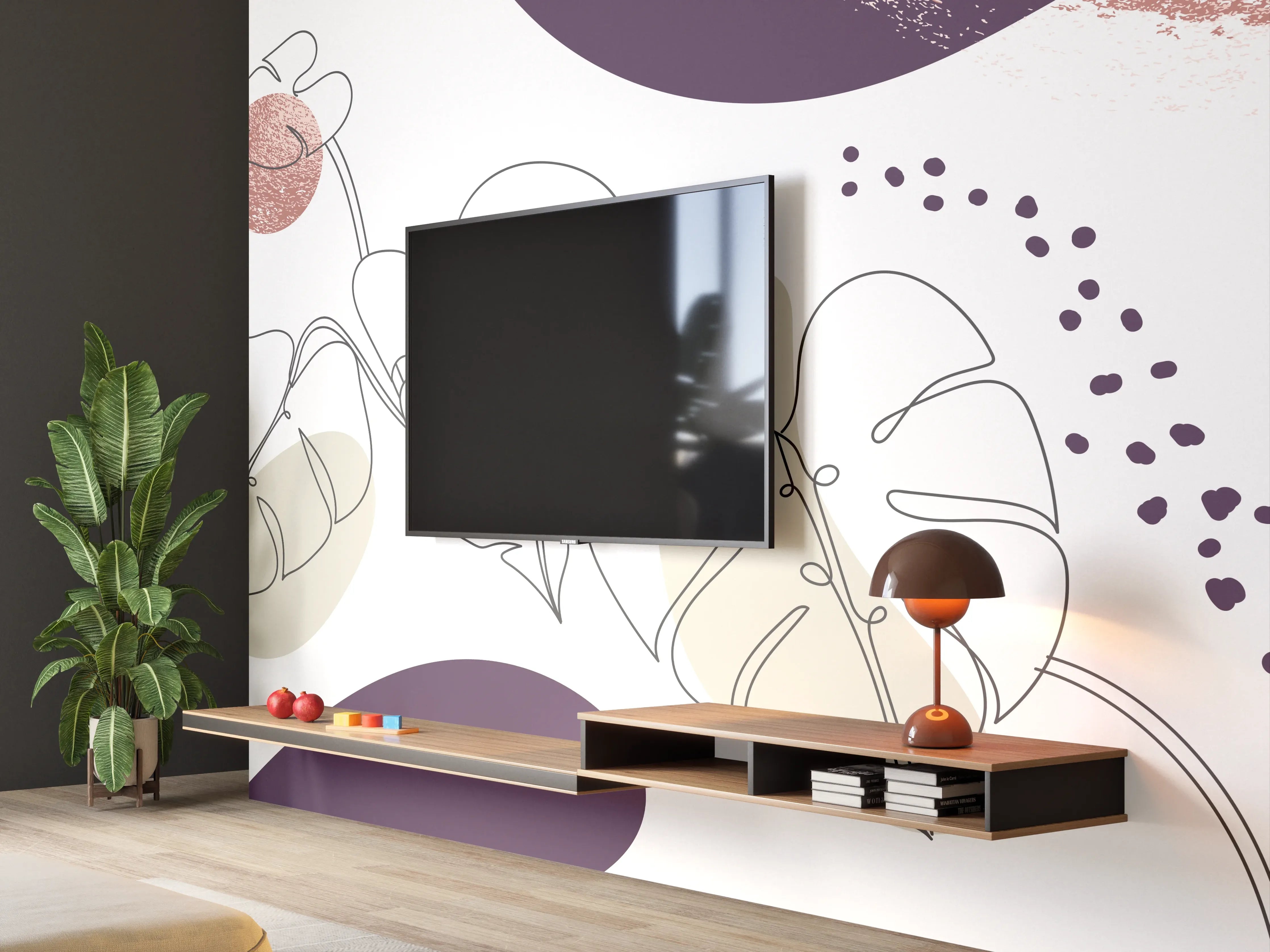 Wandverkleidung Wohnzimmer - Abstraktes Pastellfarben-Design