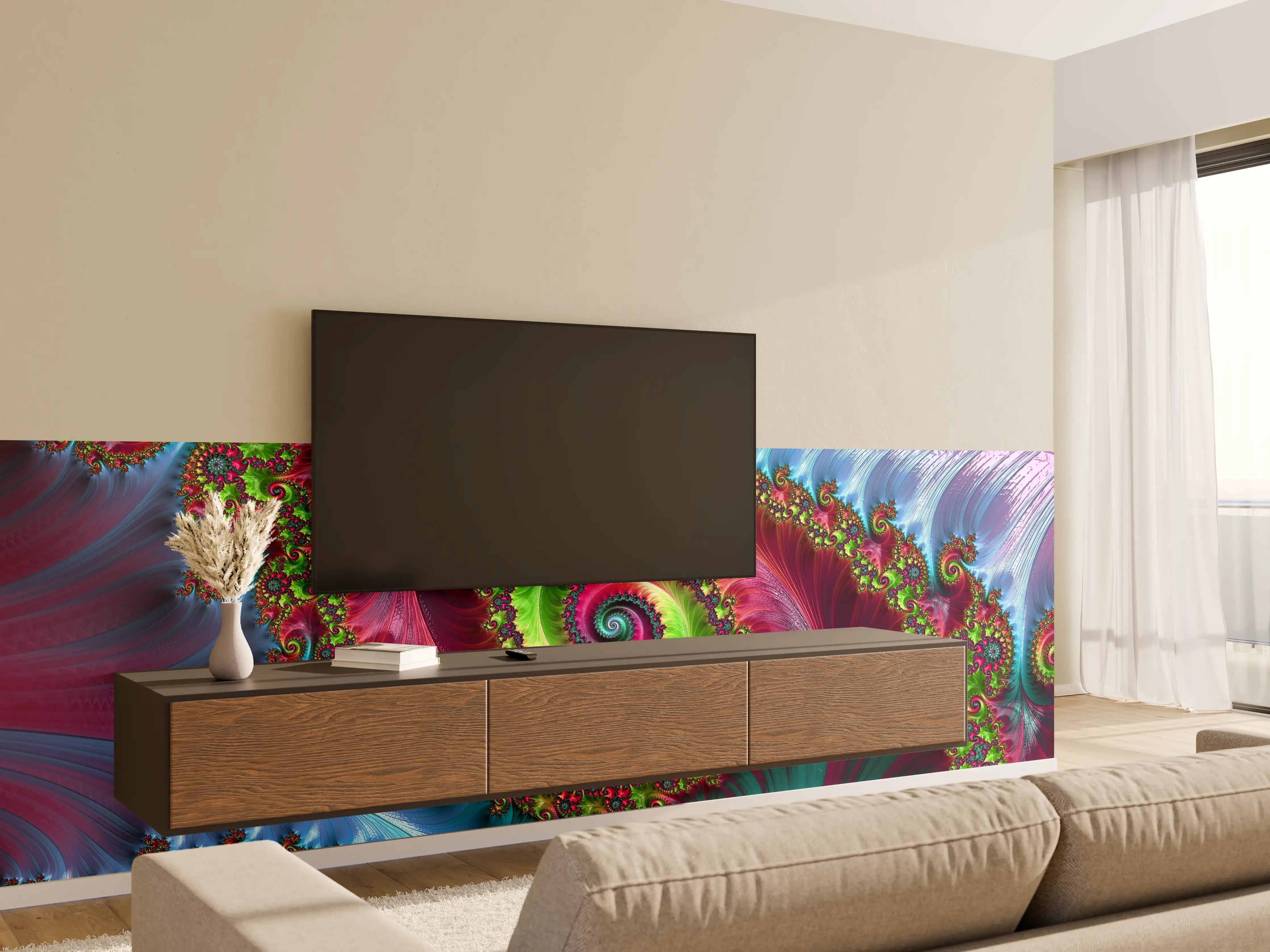 Wandverkleidung Wohnzimmer - Abstraktes Tentakelmuster