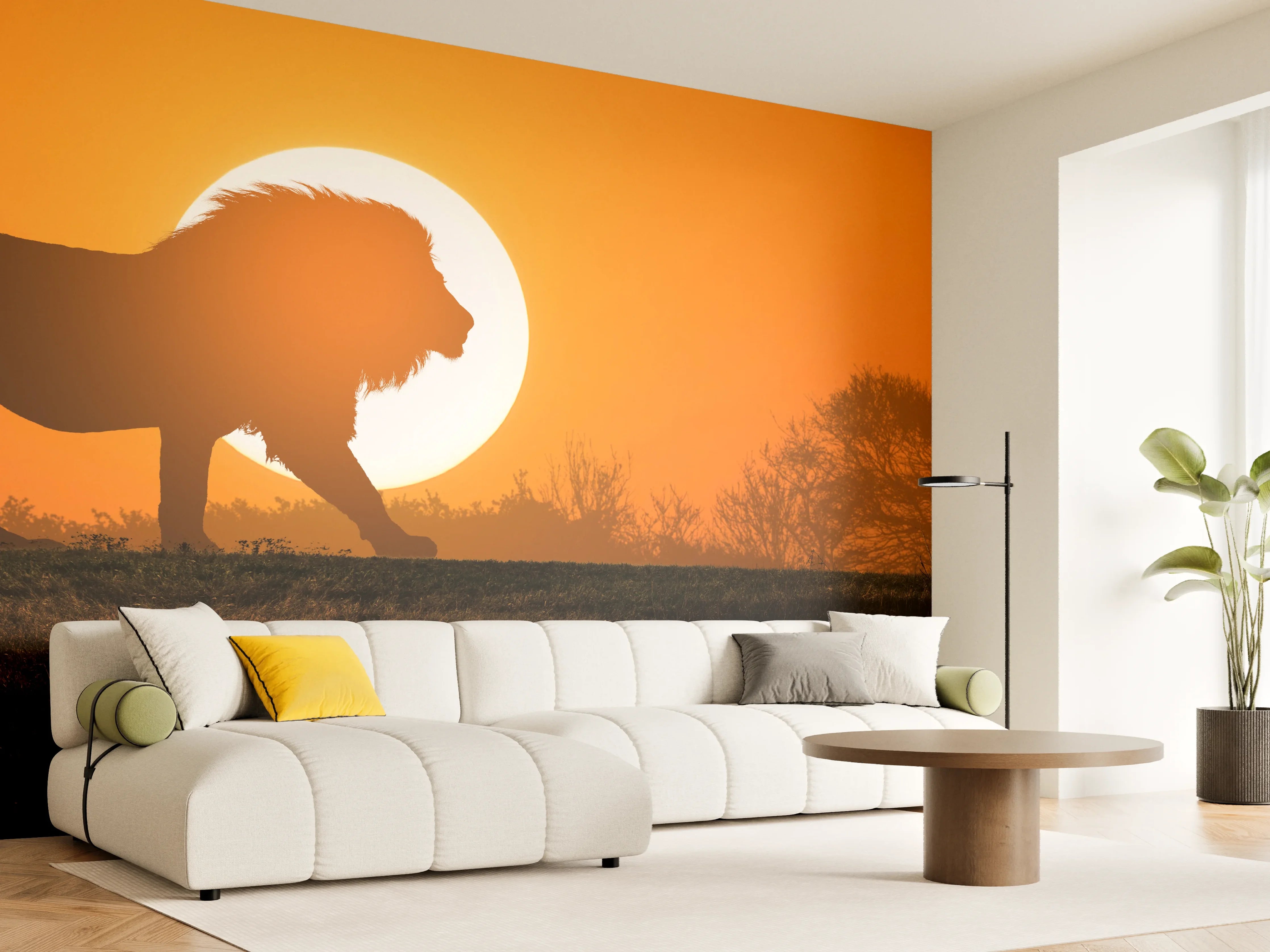 Wandverkleidung Wohnzimmer - Afrikanische Landschaft bei Sonnenuntergang