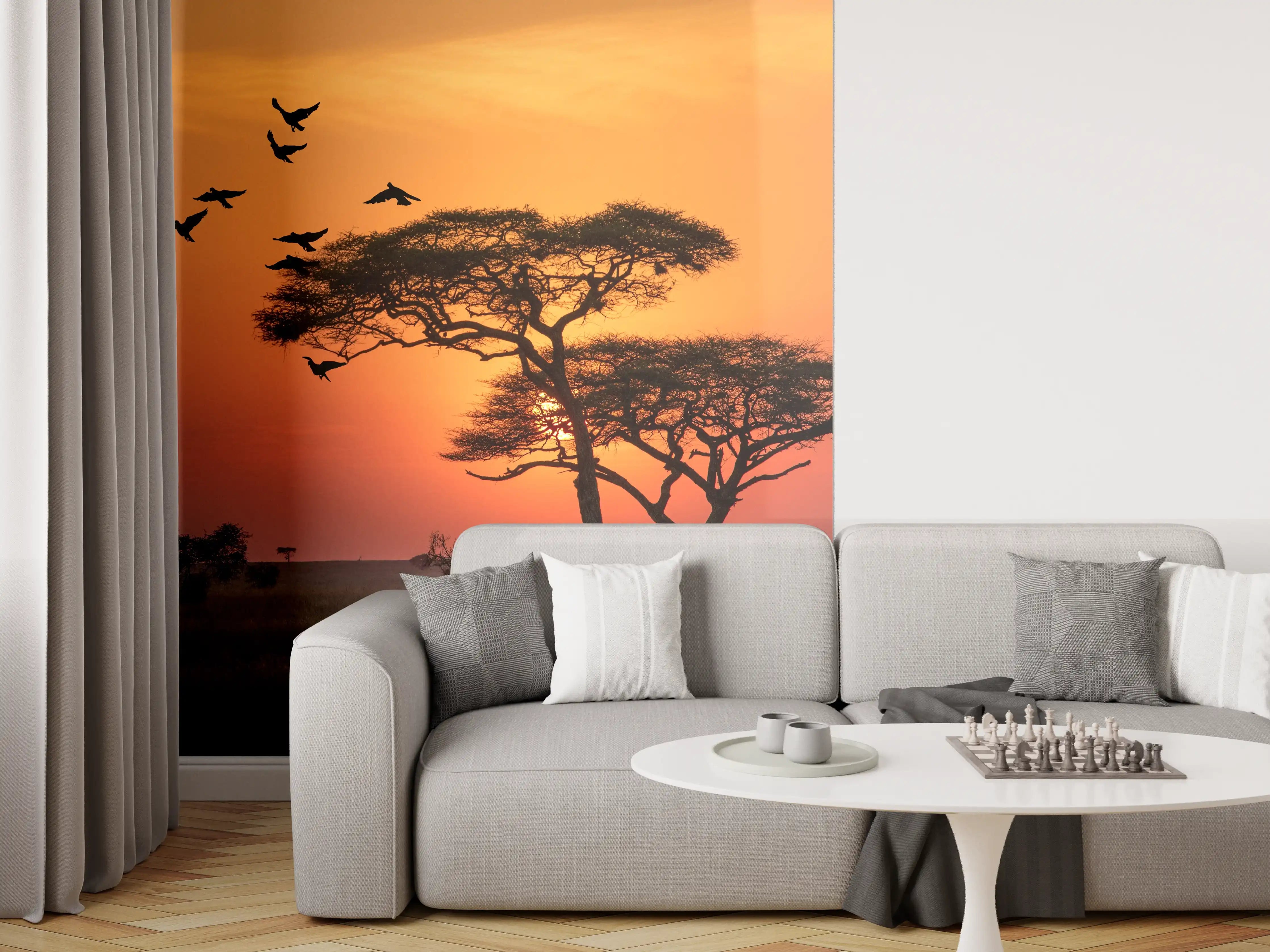 Wandverkleidung Wohnzimmer - Afrikanische Safari at Sunset