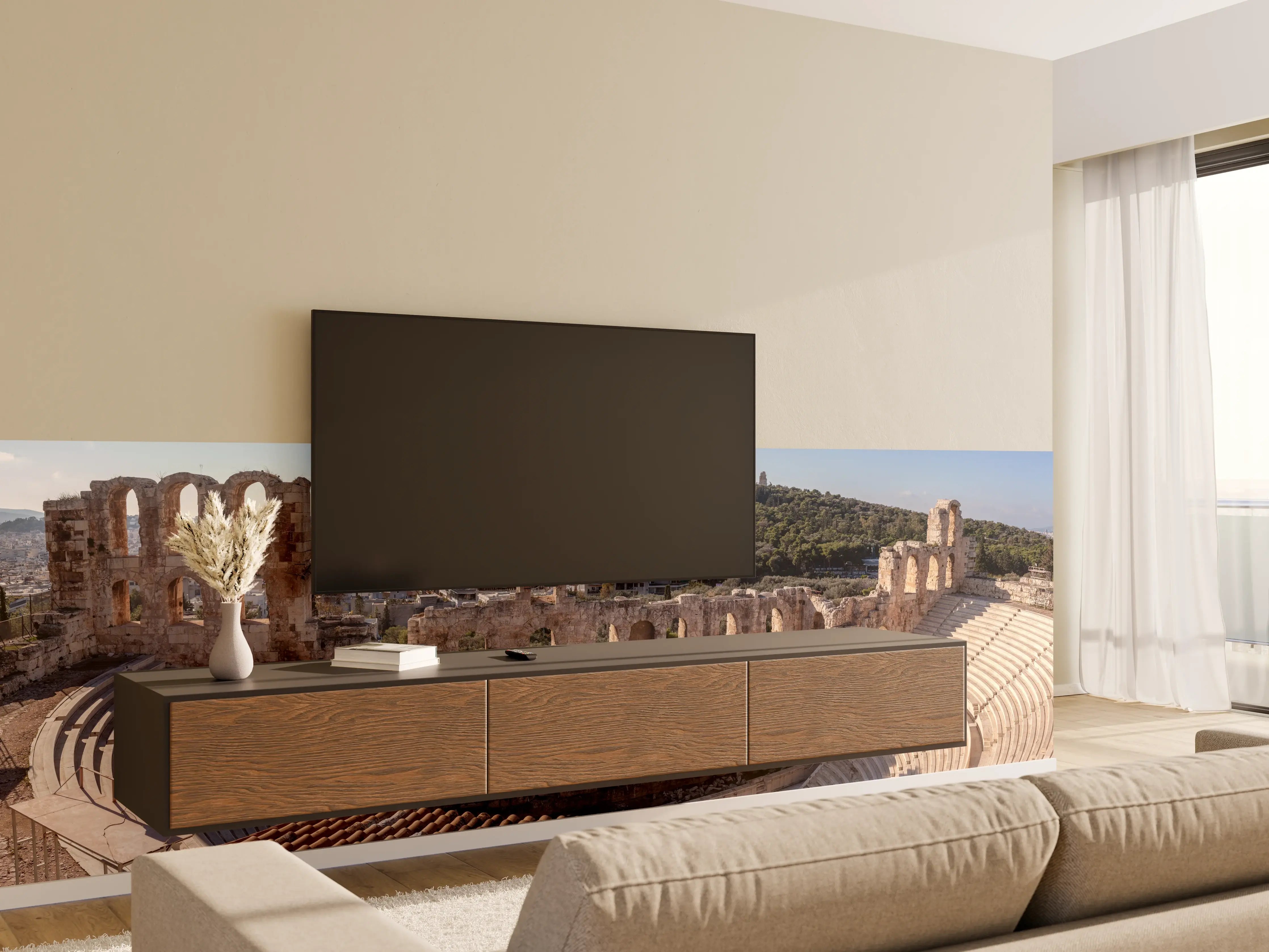 Wandverkleidung Wohnzimmer - Akropolis Amphitheater Athen Panorama