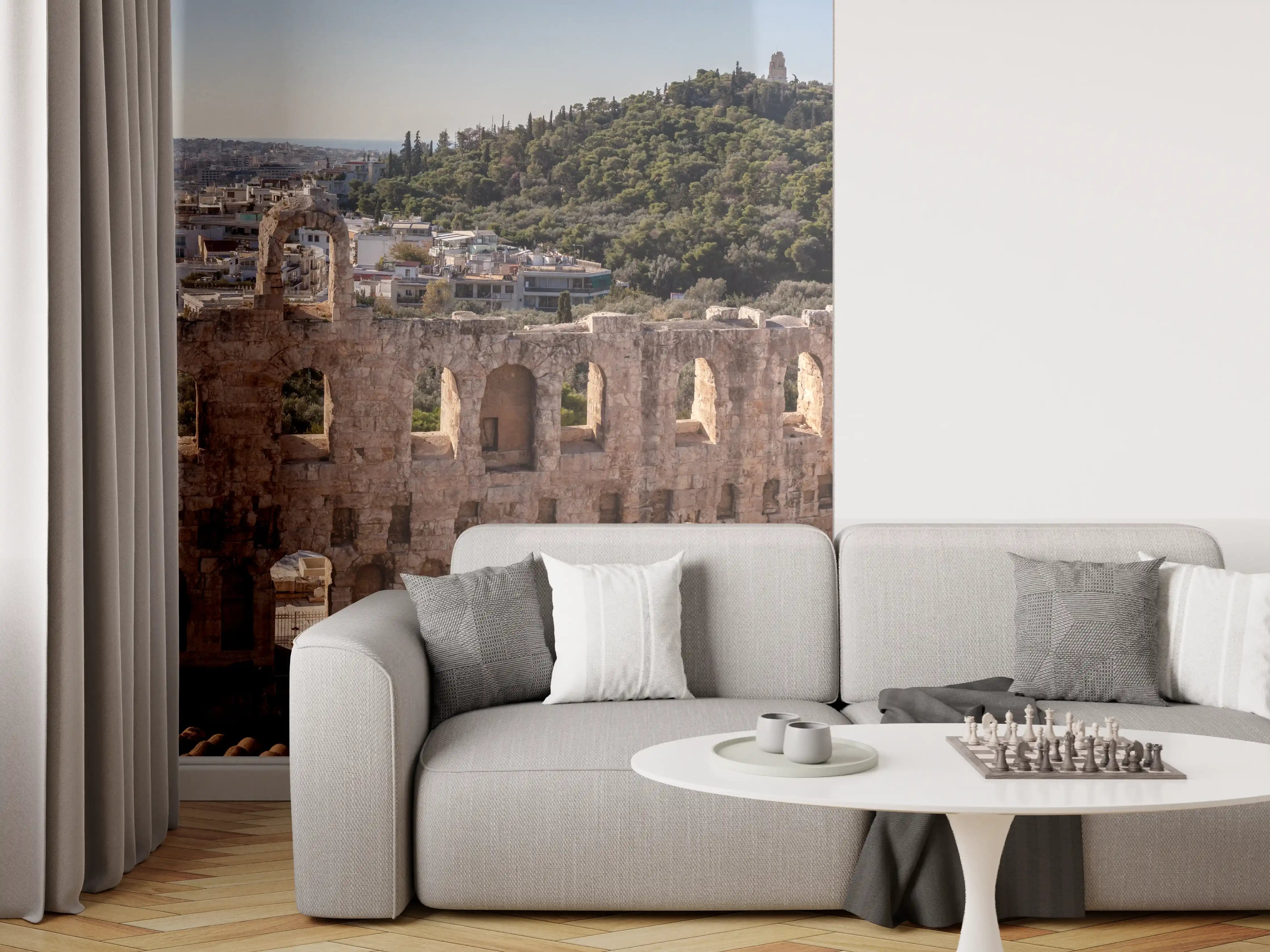 Wandverkleidung Wohnzimmer - Akropolis Amphitheater Athen Panorama
