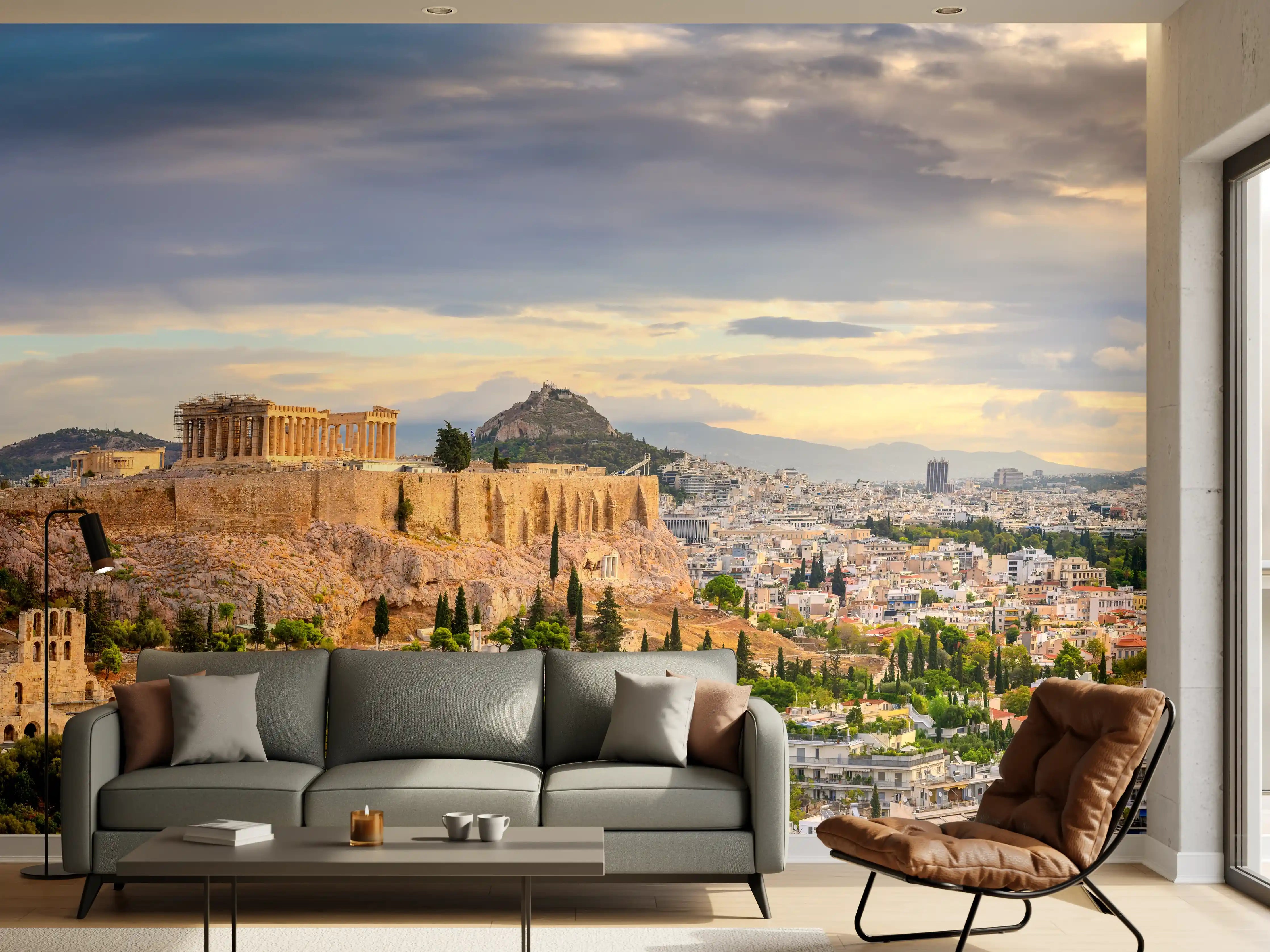 Wandverkleidung Wohnzimmer - Akropolis Athen Panorama